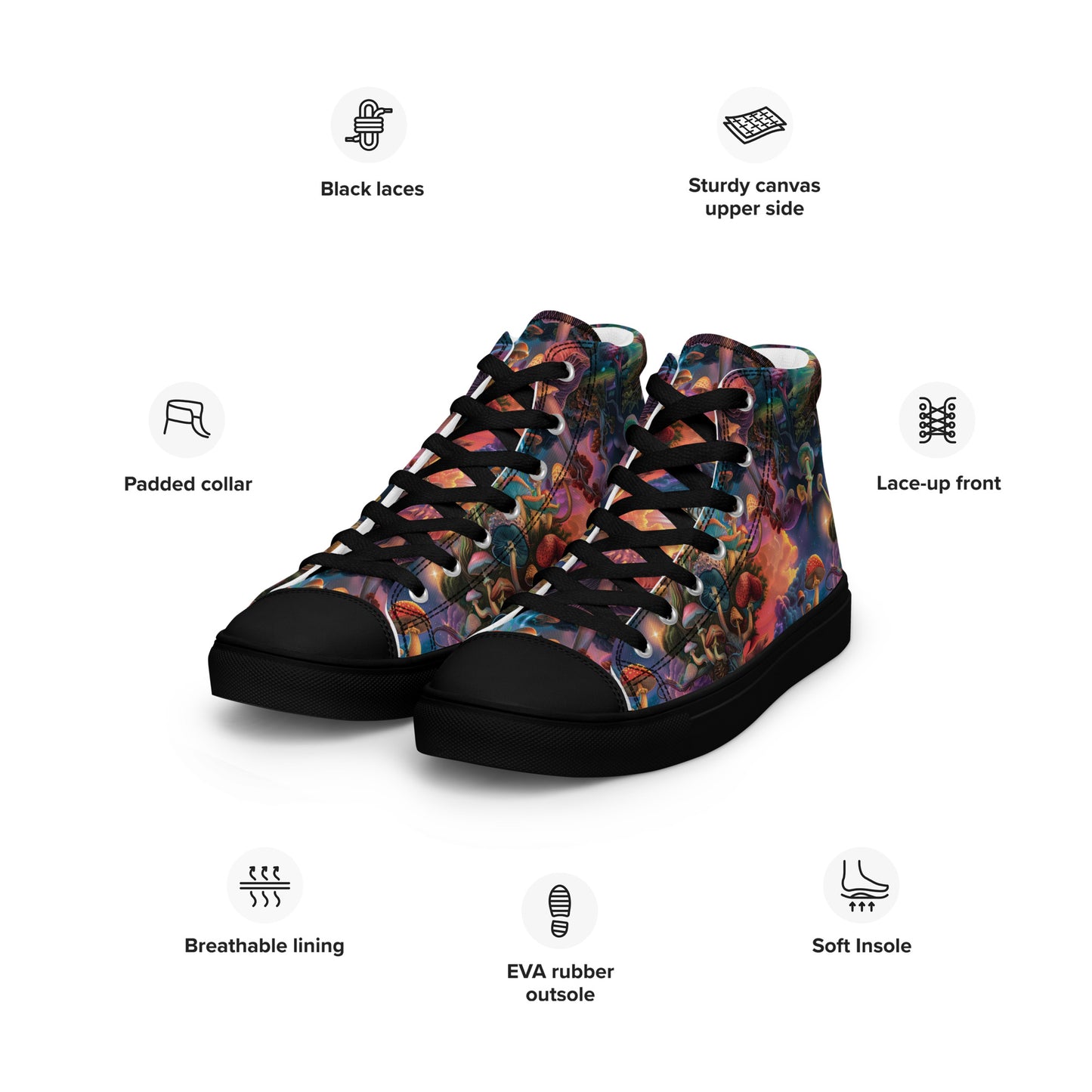 Mycelium Paradise Women’s High Top Canvas Shoes