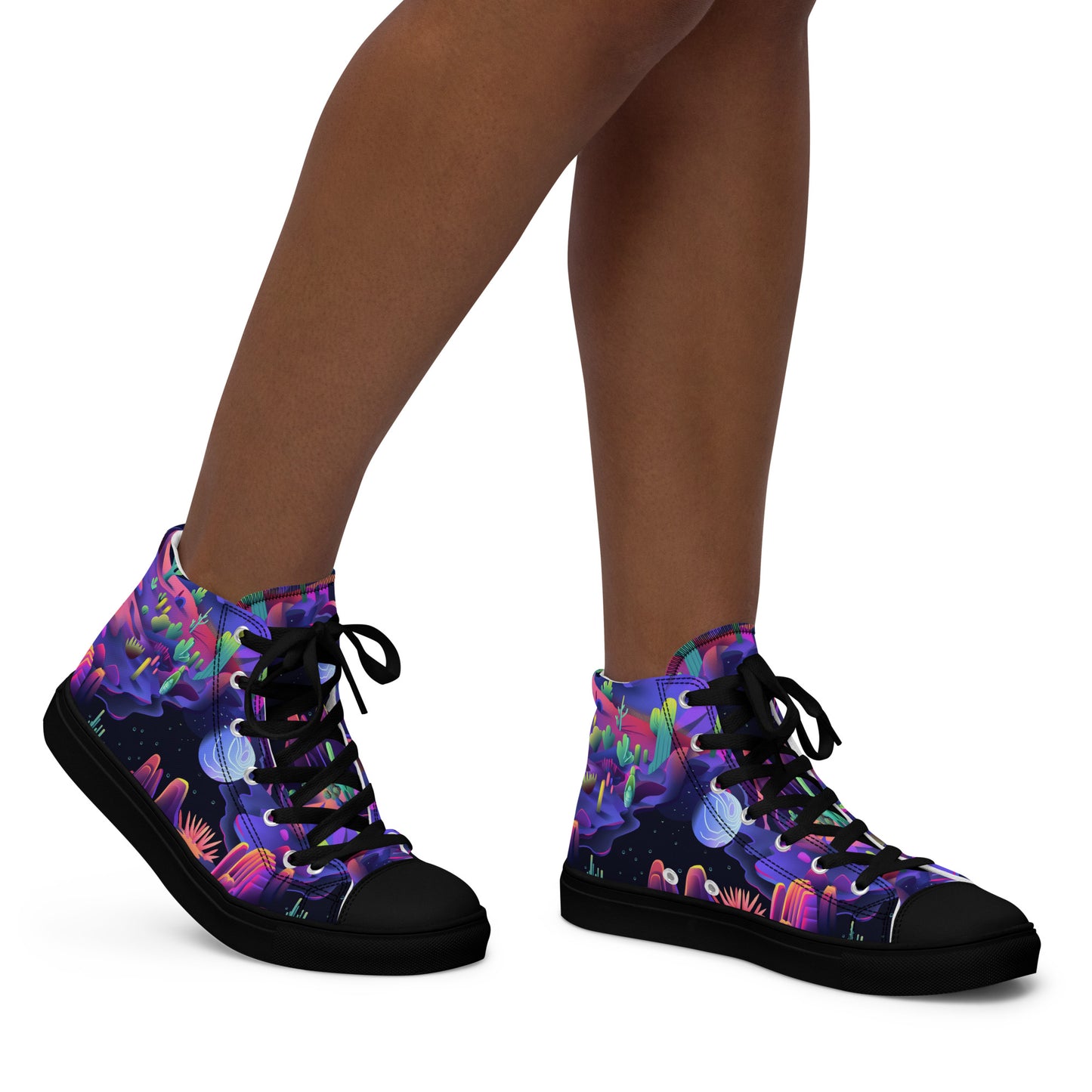 Moonlit Oasis Women’s High Top Canvas Shoes