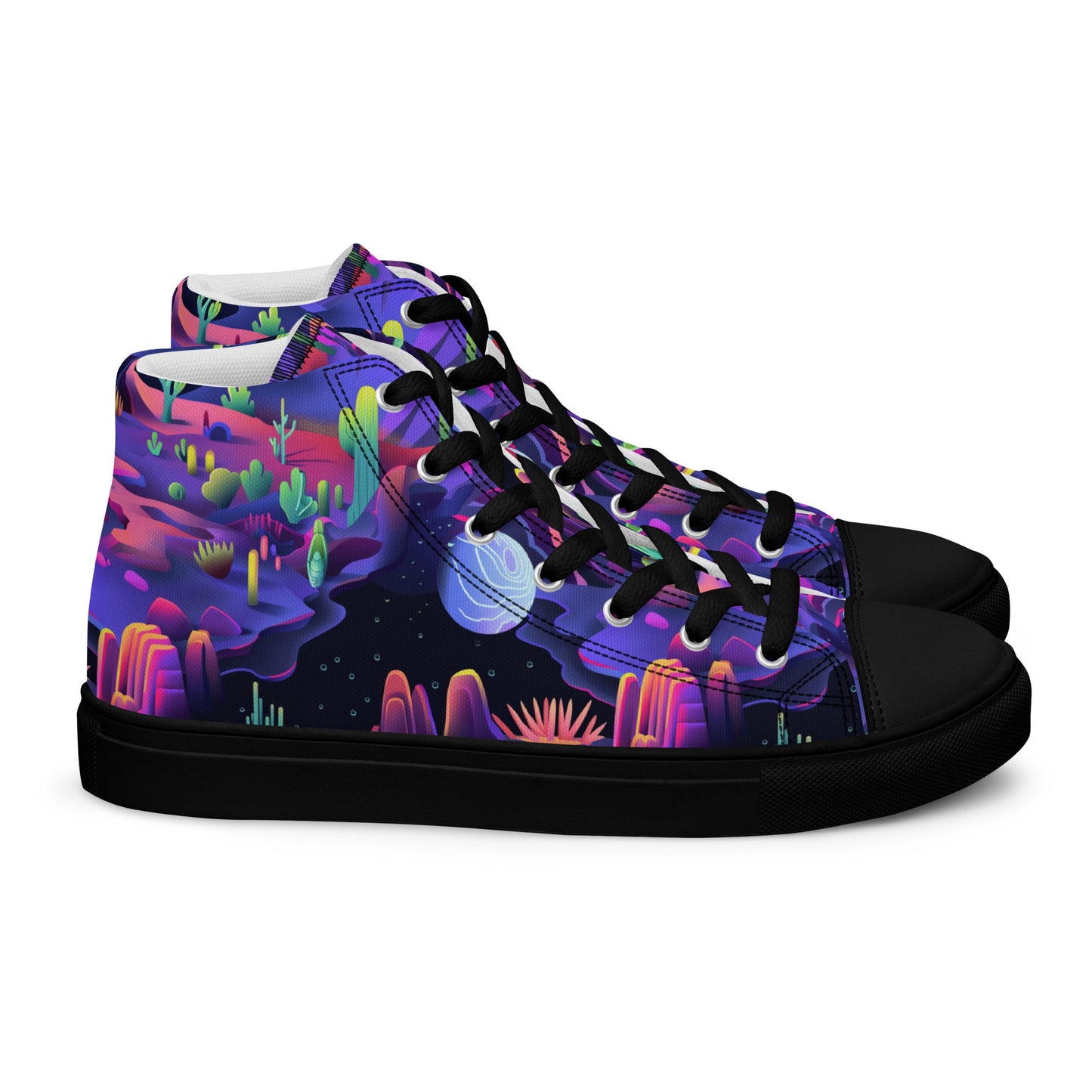 Moonlit Oasis Women’s High Top Canvas Shoes