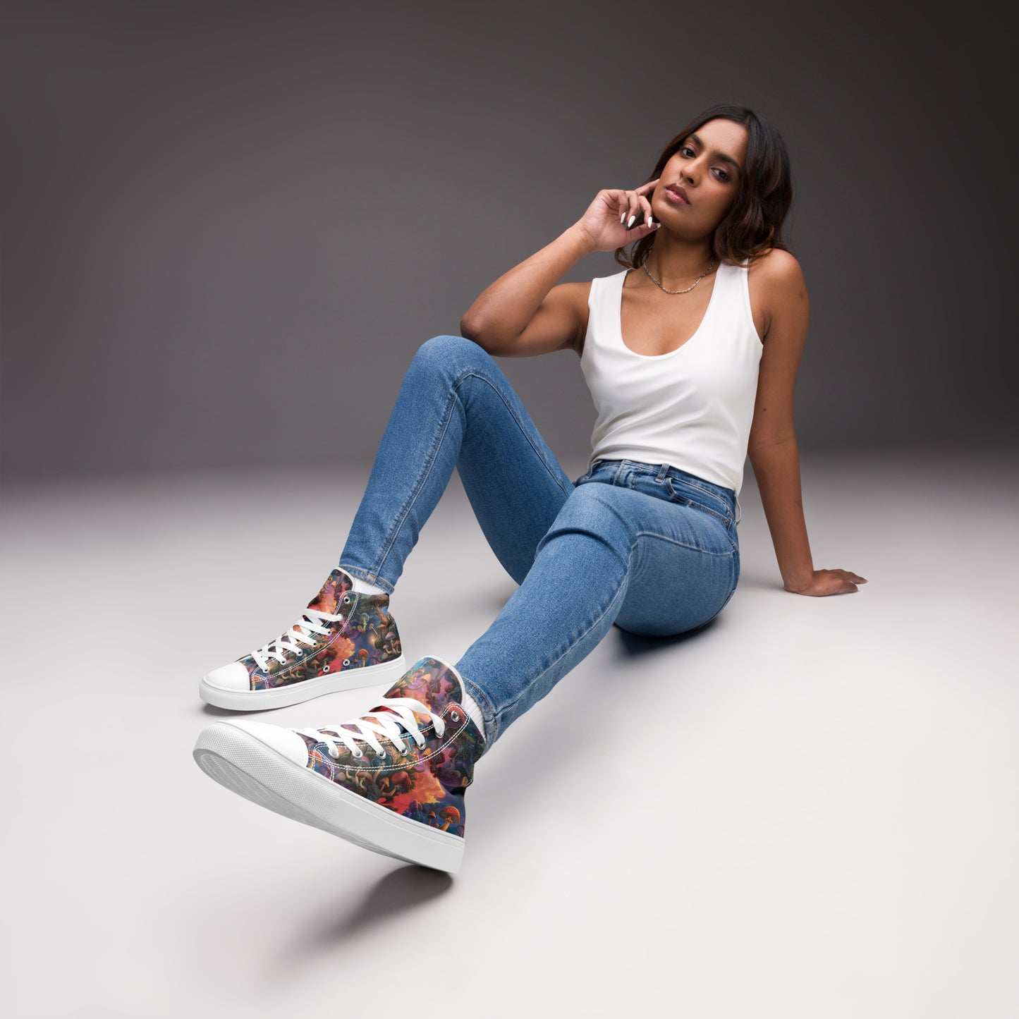 Mycelium Paradise Women’s High Top Canvas Shoes