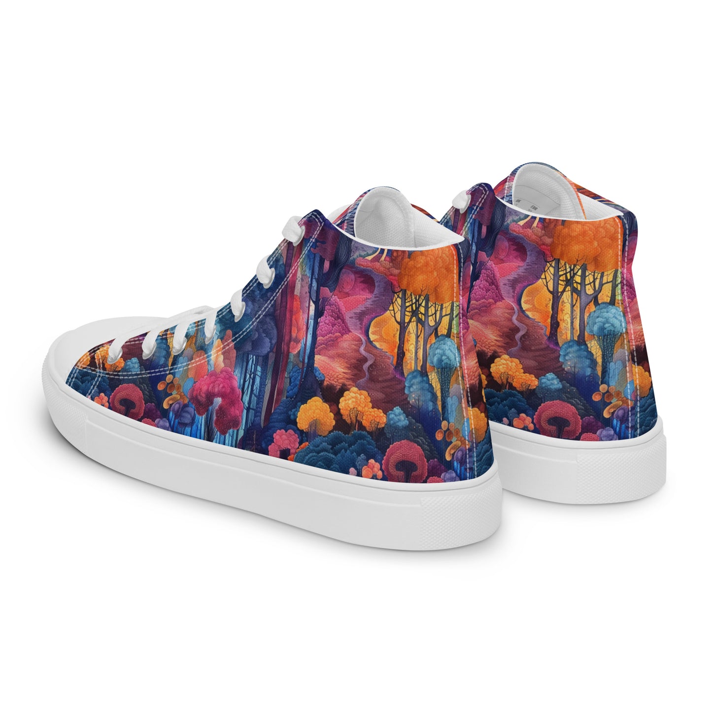 Watercolor Woods Women’s High Top Canvas Shoes
