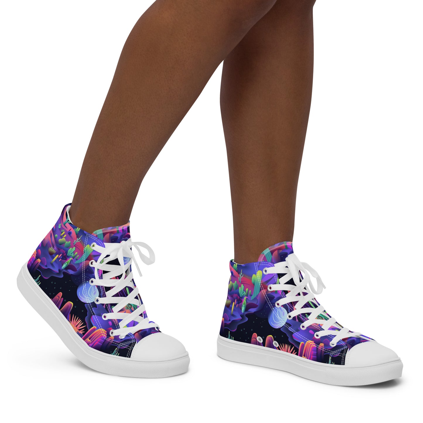 Moonlit Oasis Women’s High Top Canvas Shoes