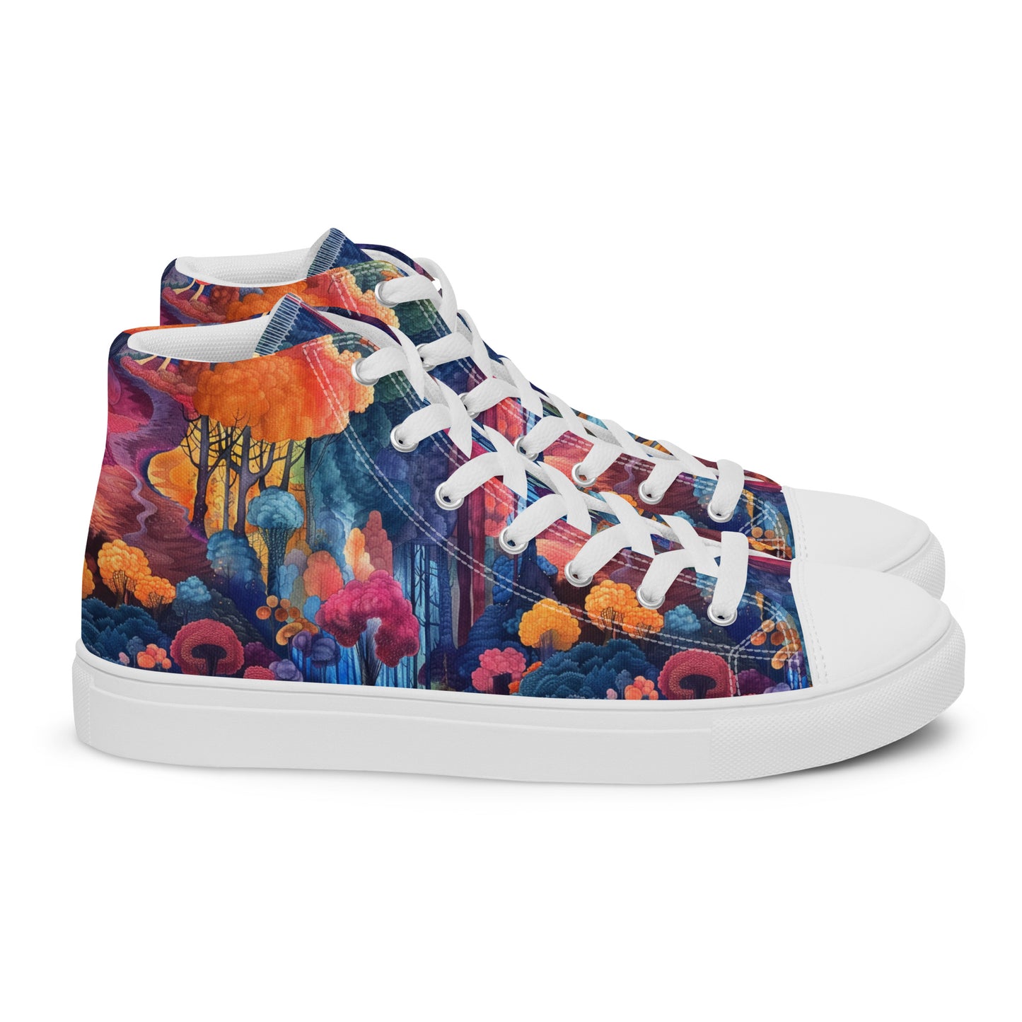 Watercolor Woods Women’s High Top Canvas Shoes