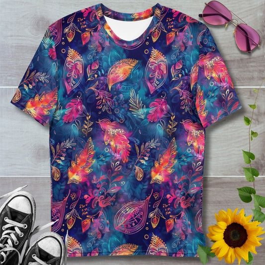 men's t-shirt with all over print batik style design