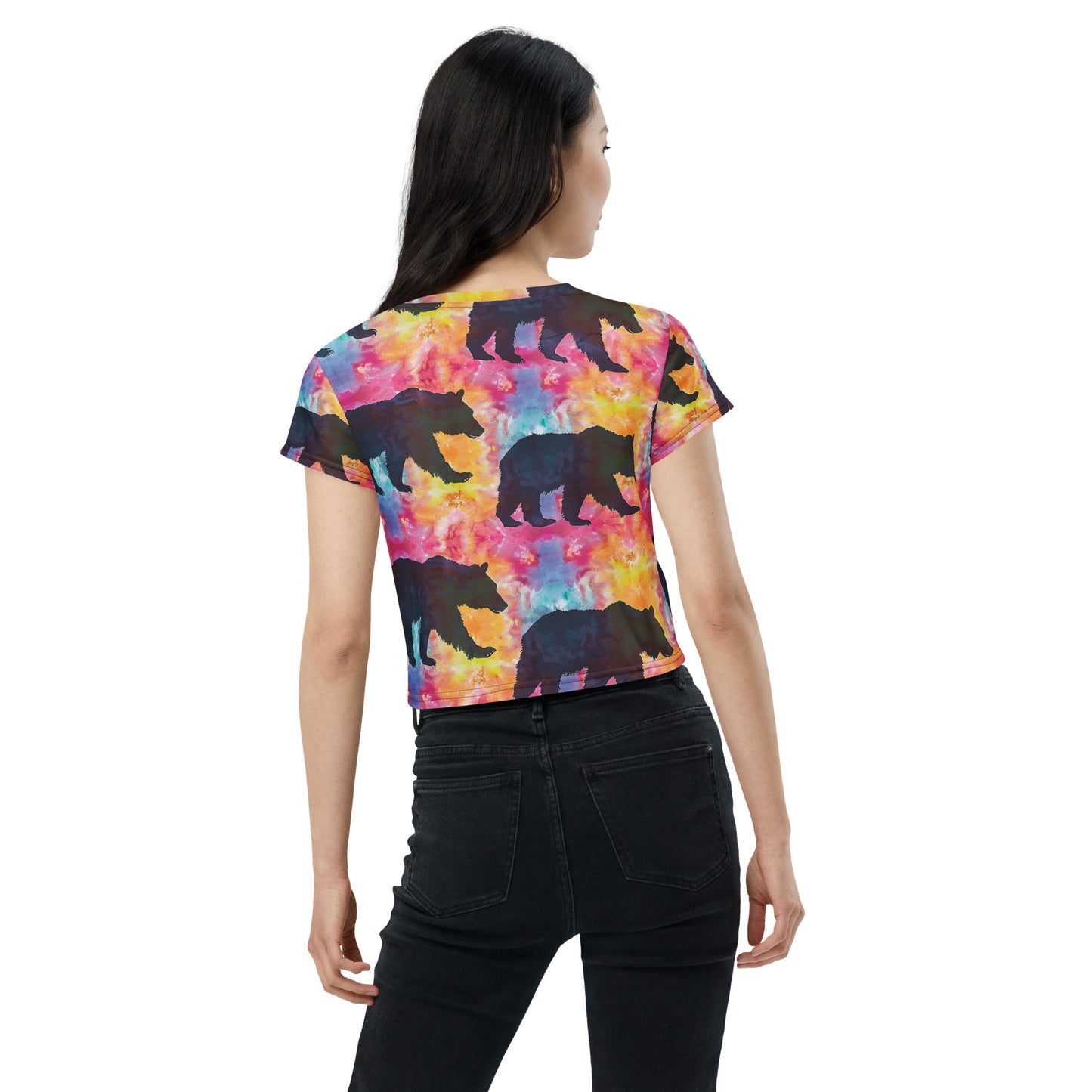 Disco Bear Tie Dye Crop Tee