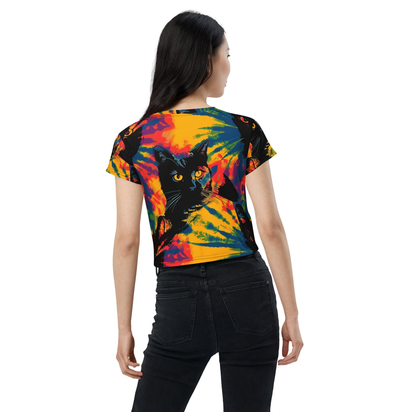 Feline Fine Tie Dye Crop Tee