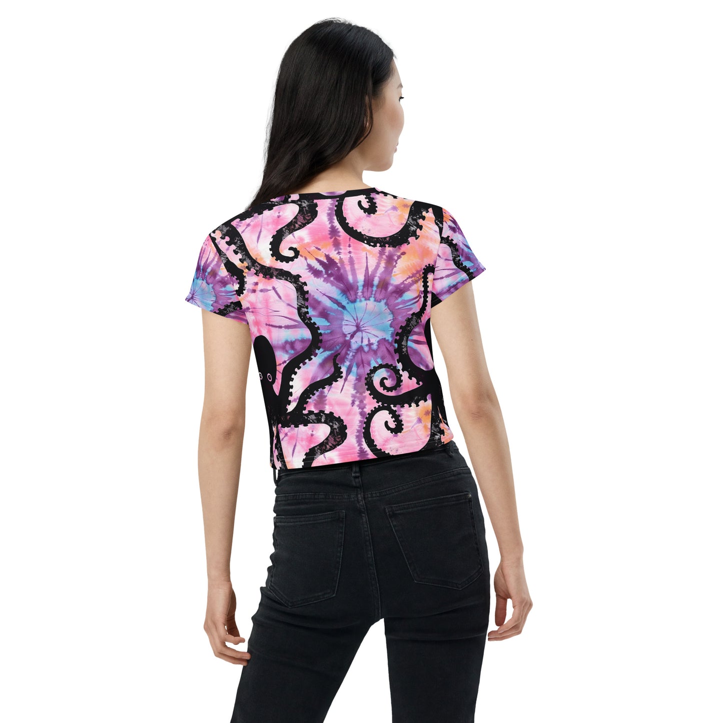 Pink Tie Dye Octopus Crop Tee