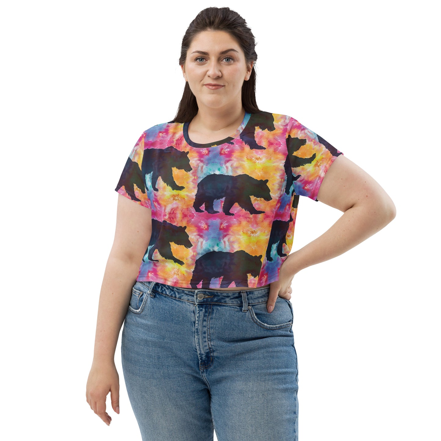 Disco Bear Tie Dye Crop Tee