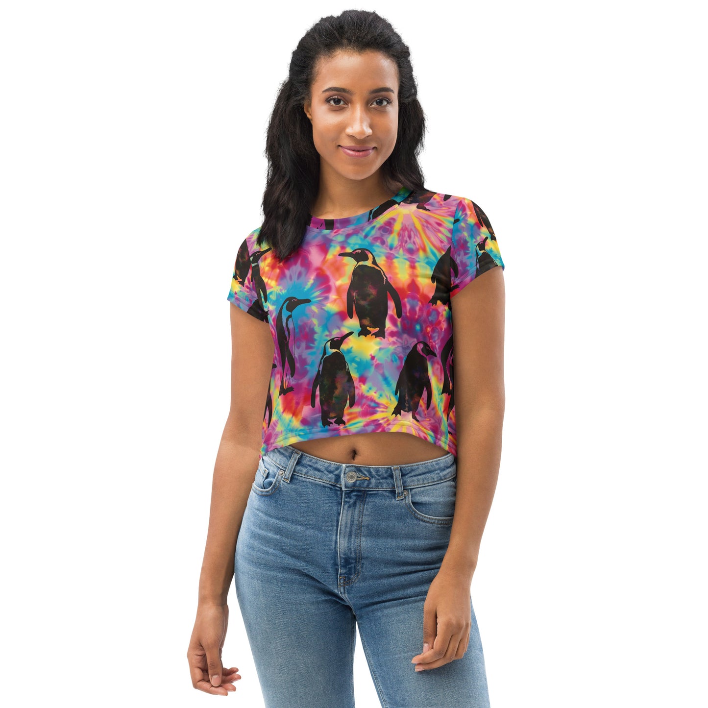 Penguin Rave Tie Dye Crop Tee