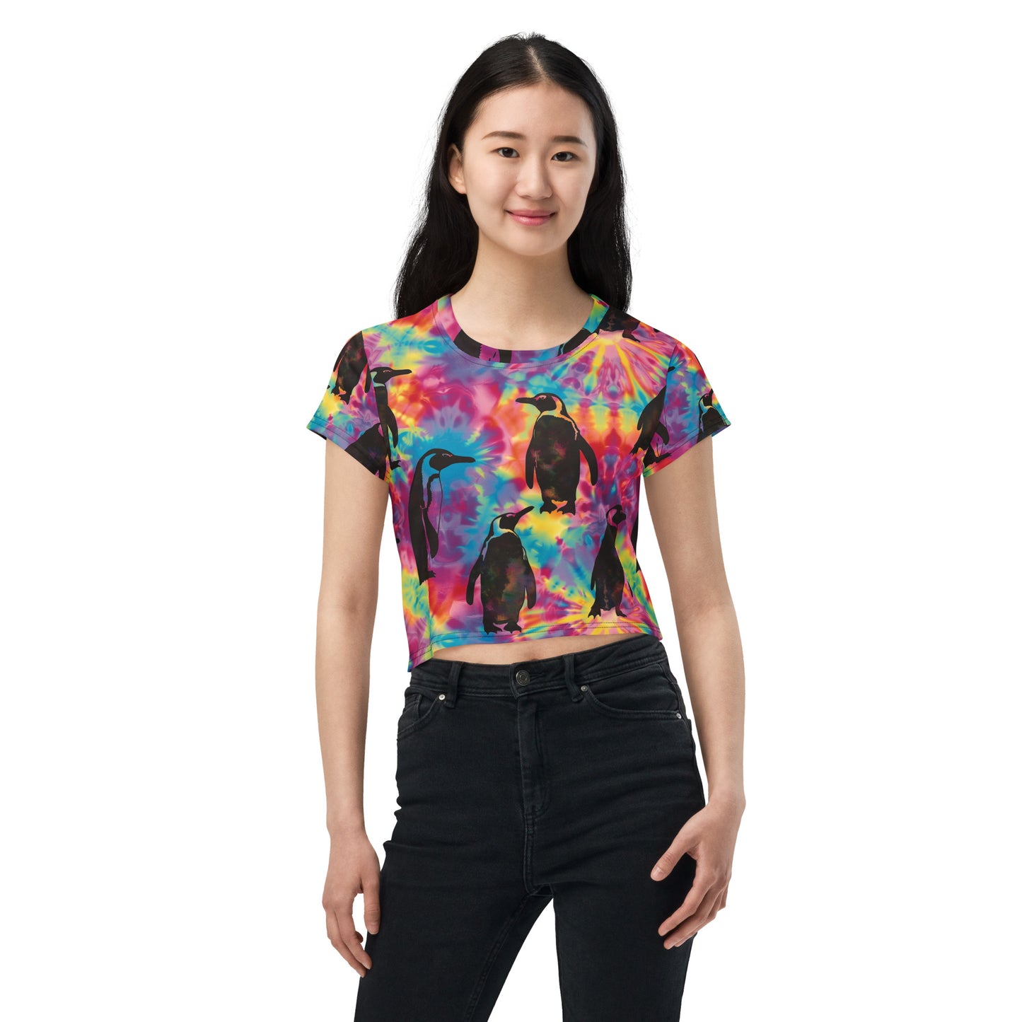 Penguin Rave Tie Dye Crop Tee