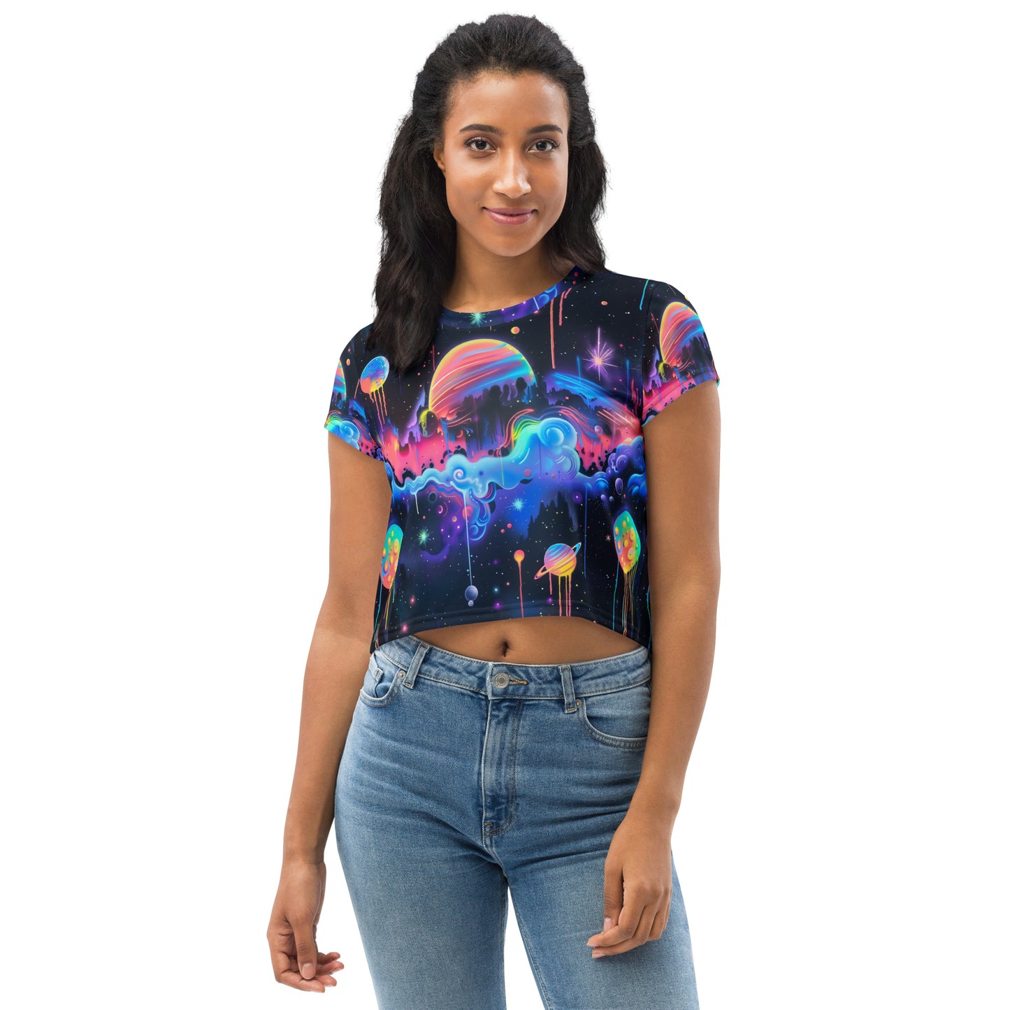 Glowing Galaxy Crop Tee