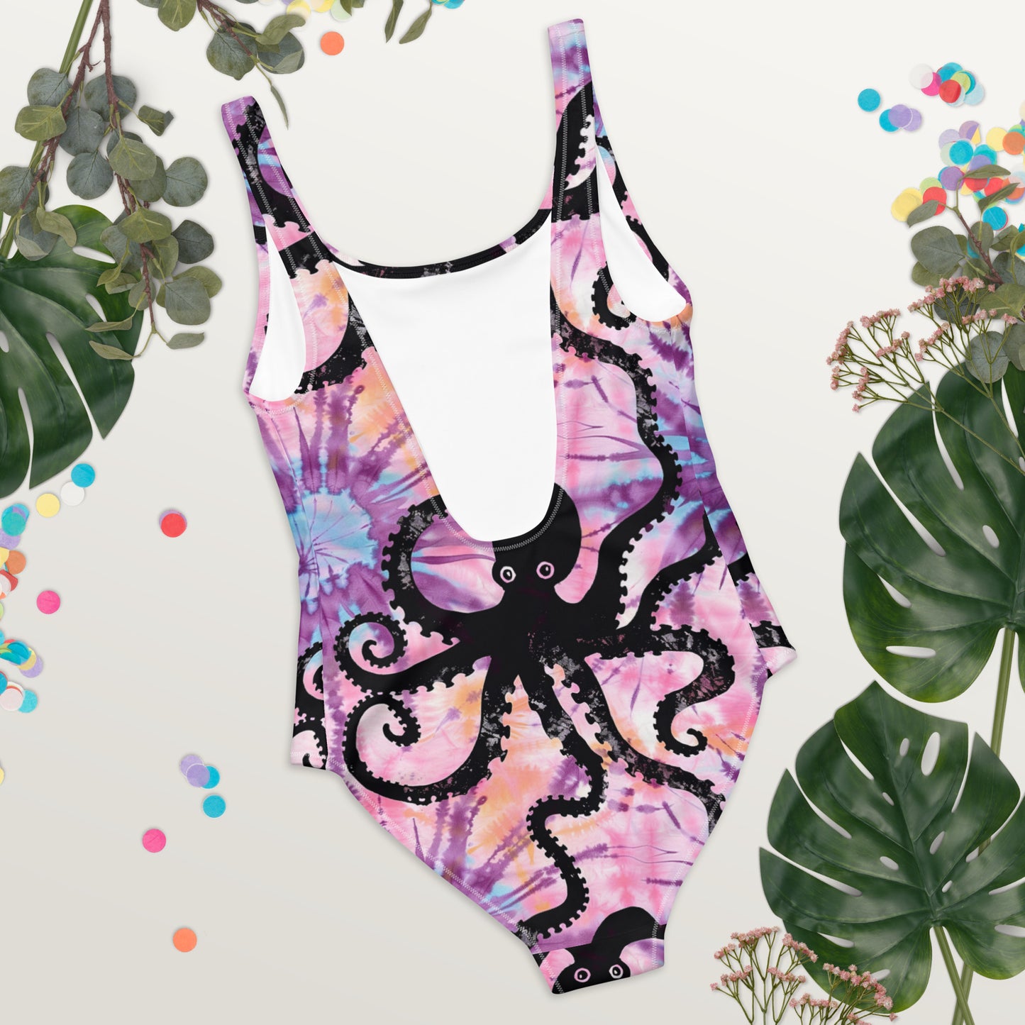 Pink Tie Dye Octopus One-Piece Swimsuit
