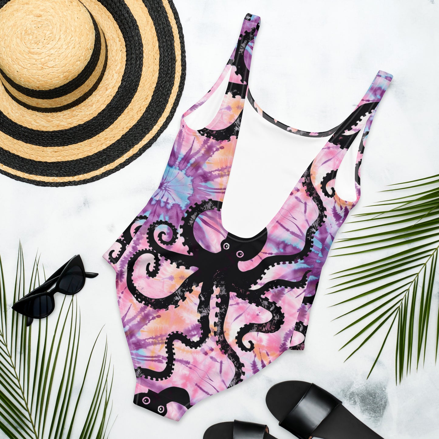 Pink Tie Dye Octopus One-Piece Swimsuit