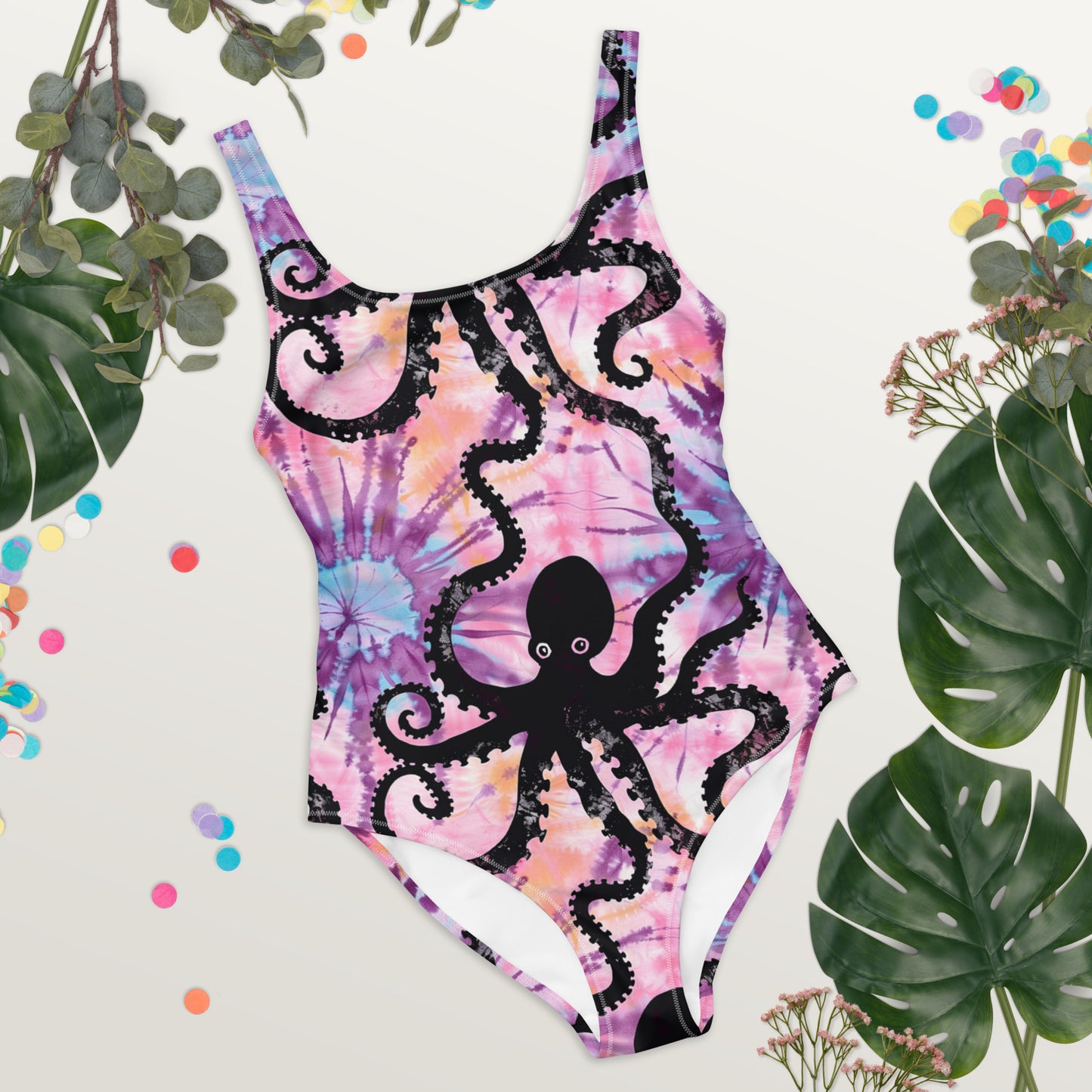 Pink Tie Dye Octopus One-Piece Swimsuit