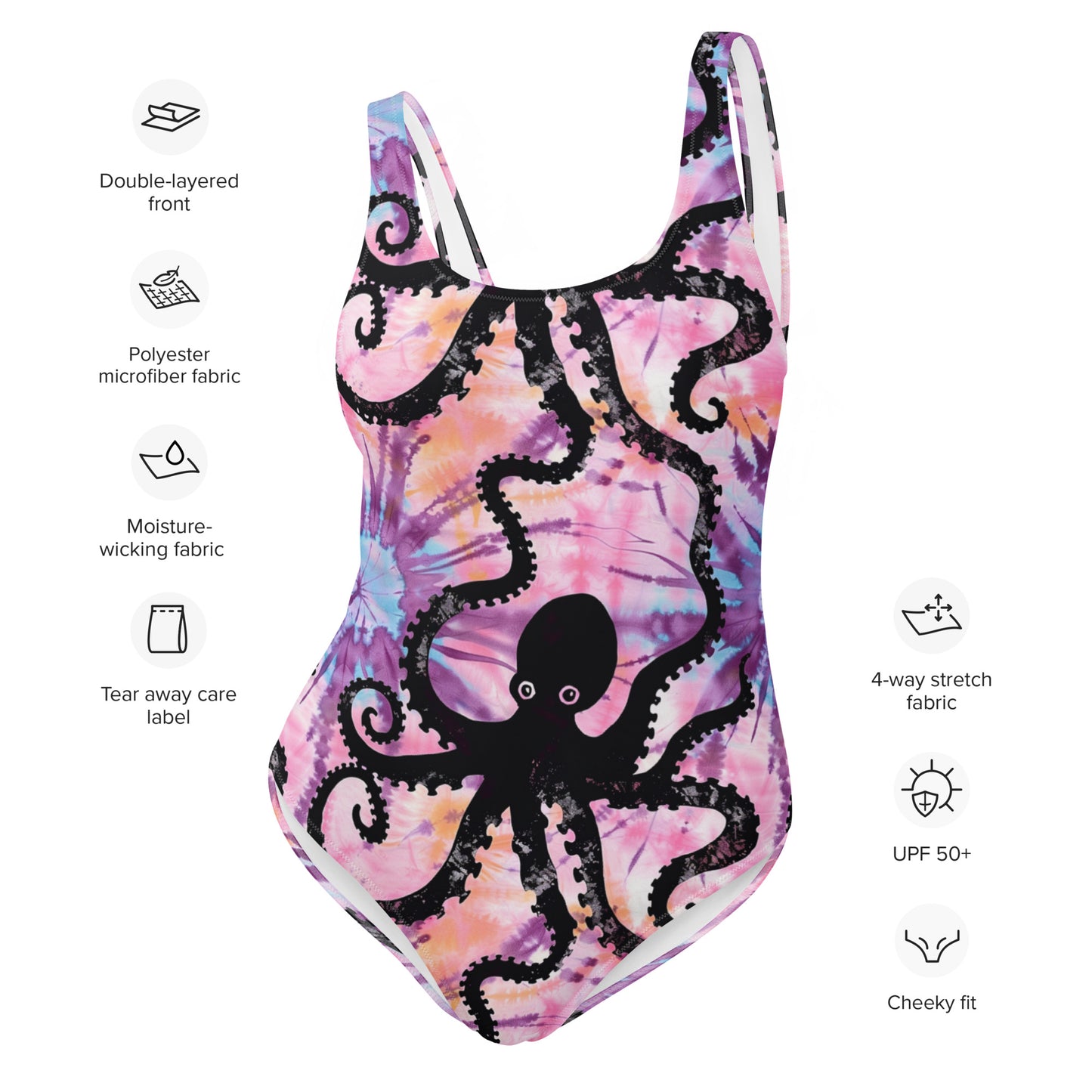 Pink Tie Dye Octopus One-Piece Swimsuit