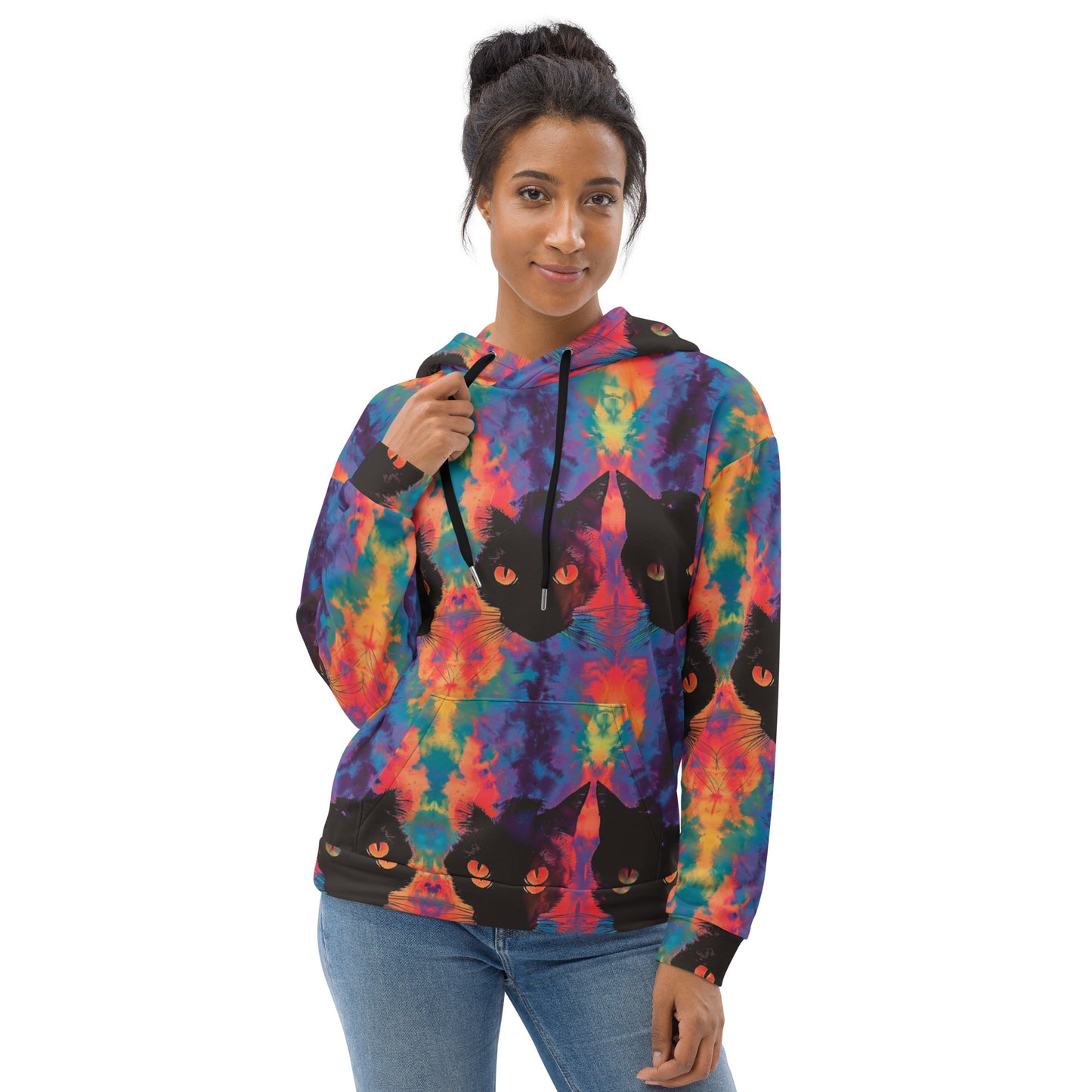 Rave Cat Tie Dye Unisex Hoodie