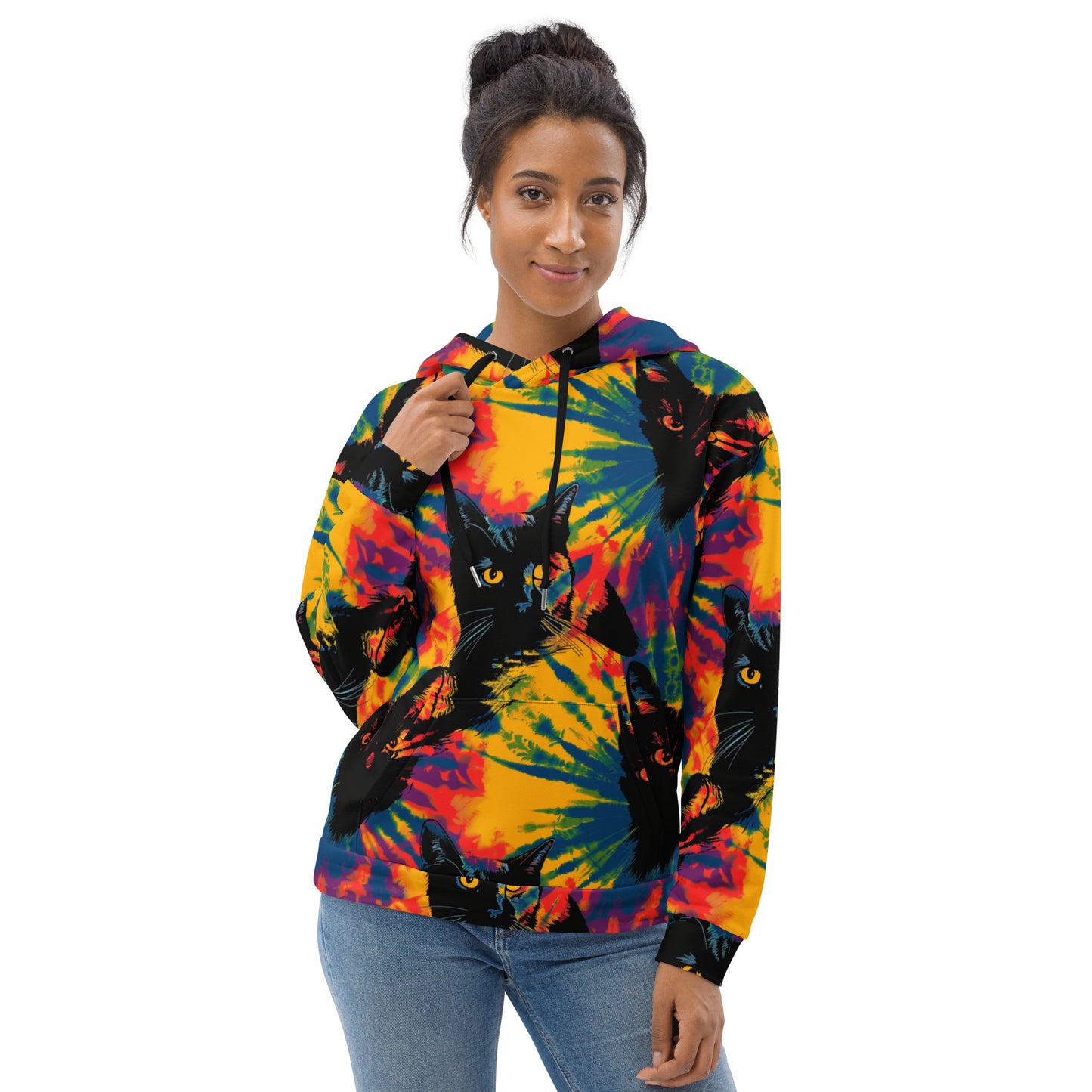 Feline Fine Tie Dye Unisex Hoodie