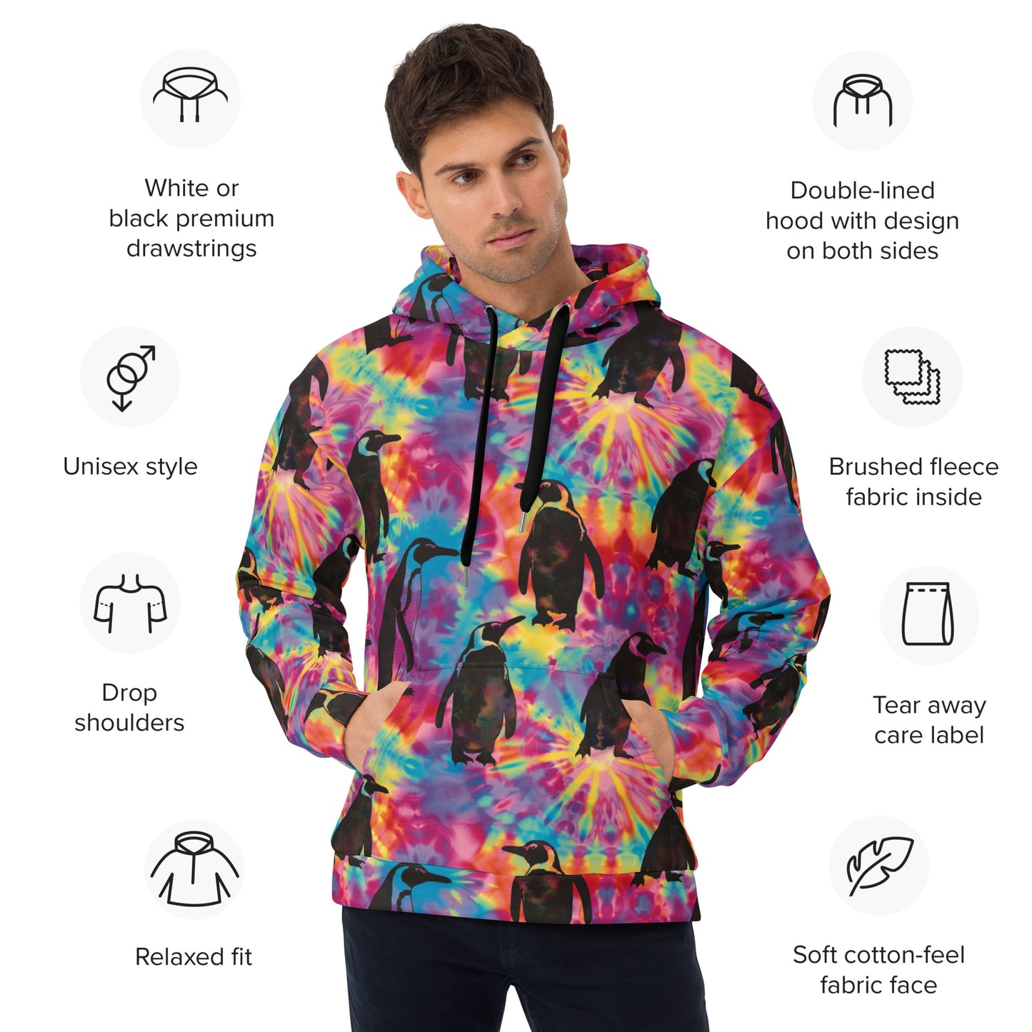 Penguin Rave Tie Dye Unisex Hoodie