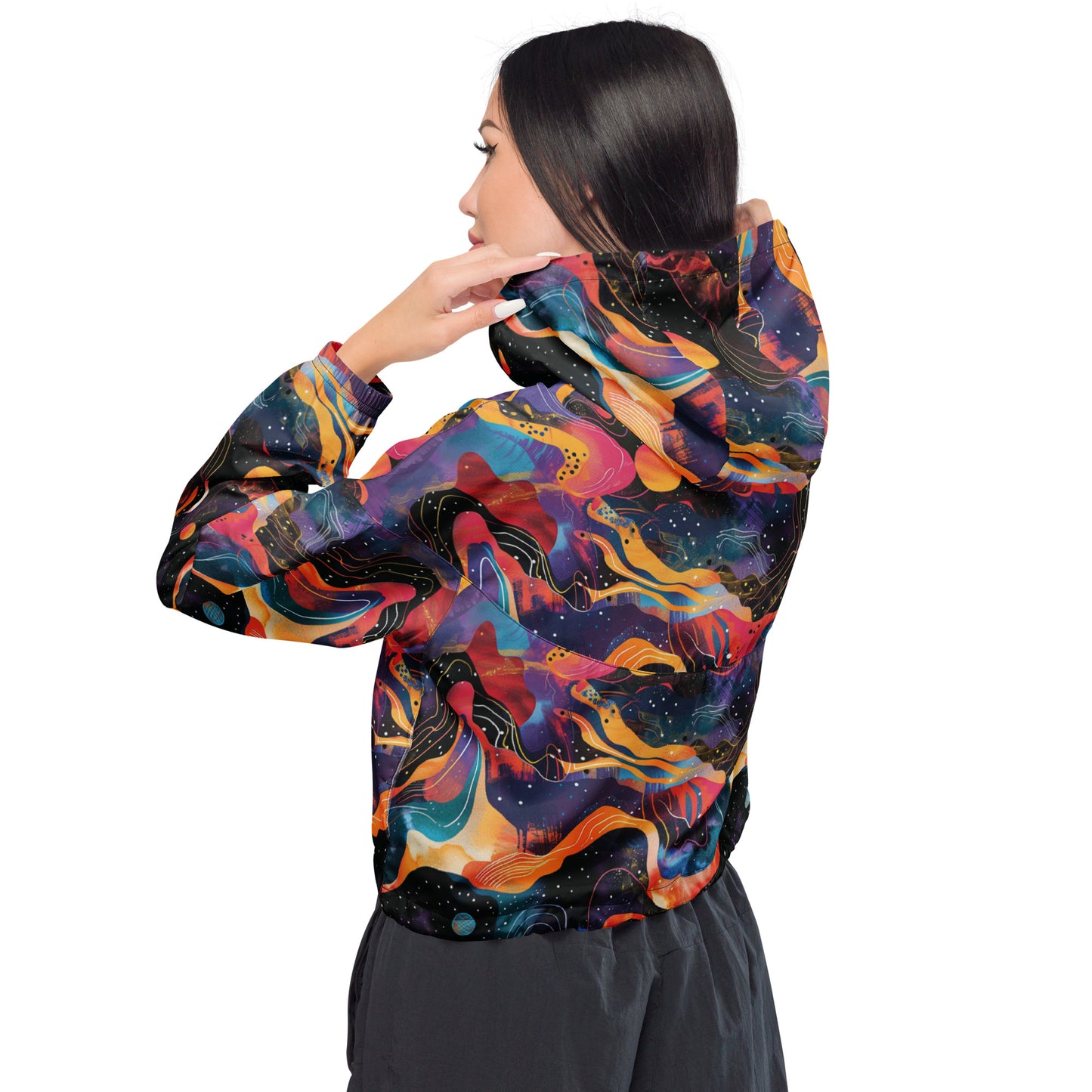 Galactic Waves Women’s Cropped Windbreaker