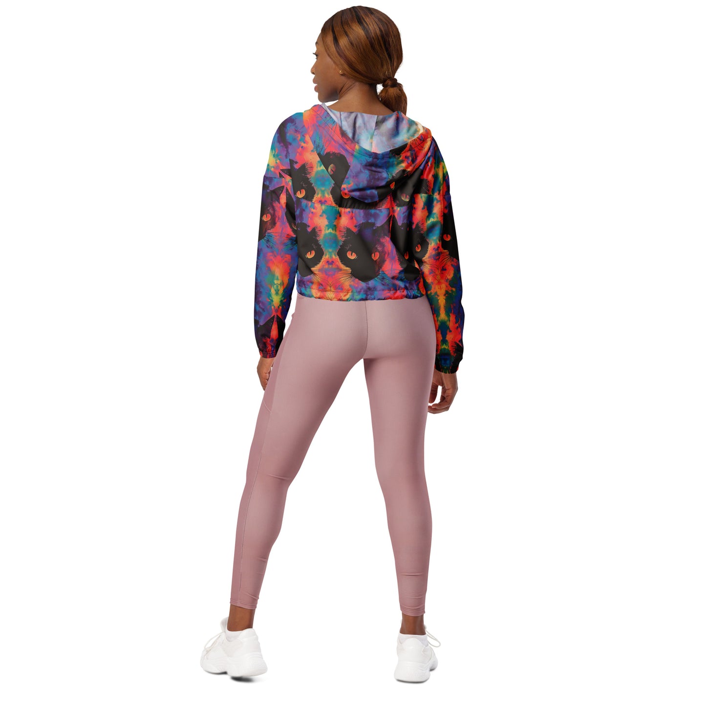 Rave Cat Tie Dye Women’s Cropped Windbreaker