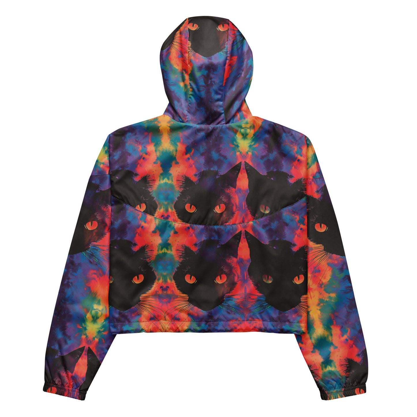 Rave Cat Tie Dye Women’s Cropped Windbreaker