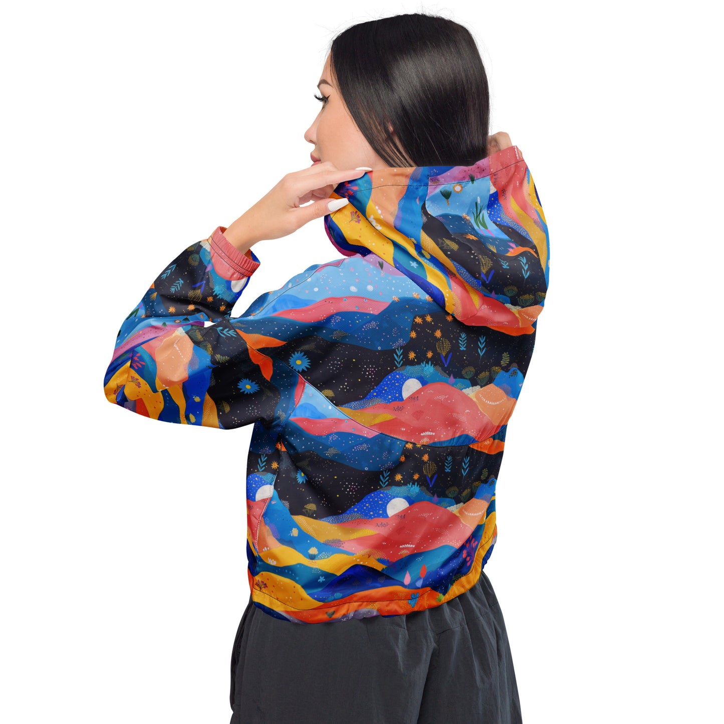 Starlit Panorama Women’s Cropped Windbreaker