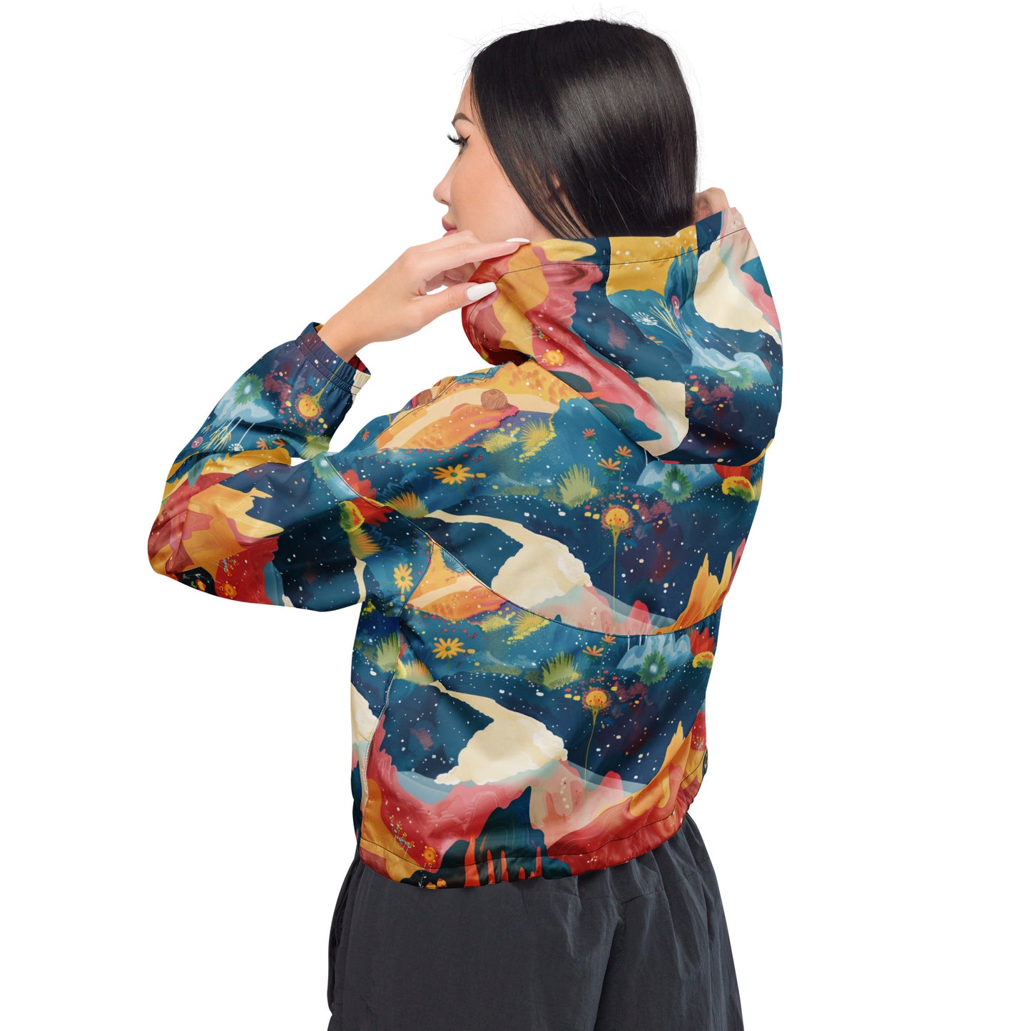 Autumn Whispers Women’s Cropped Windbreaker