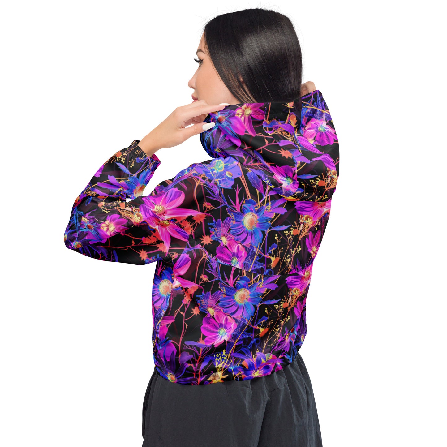Exotic Floral Women’s Cropped Windbreaker