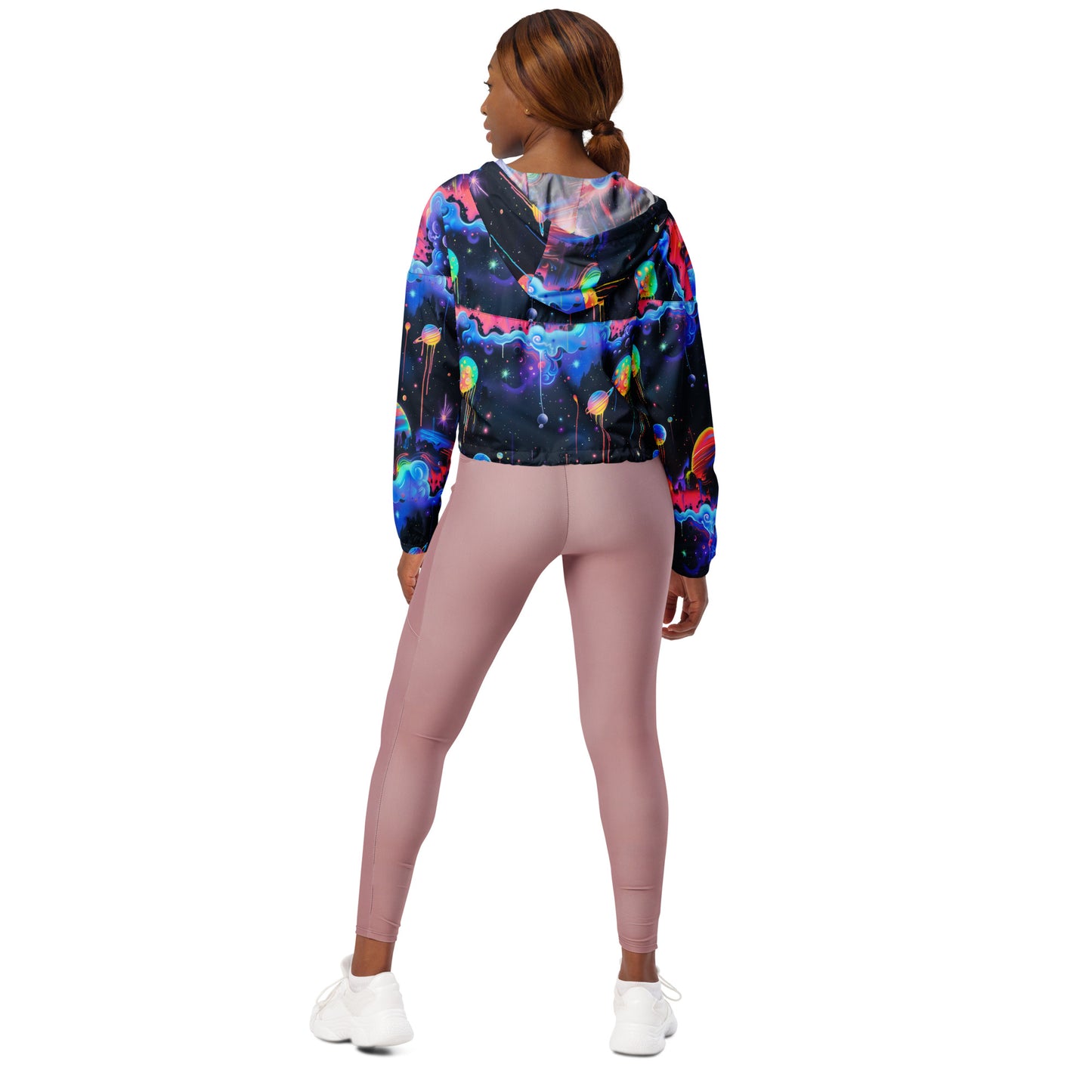 Glowing Galaxy Women’s Cropped Windbreaker