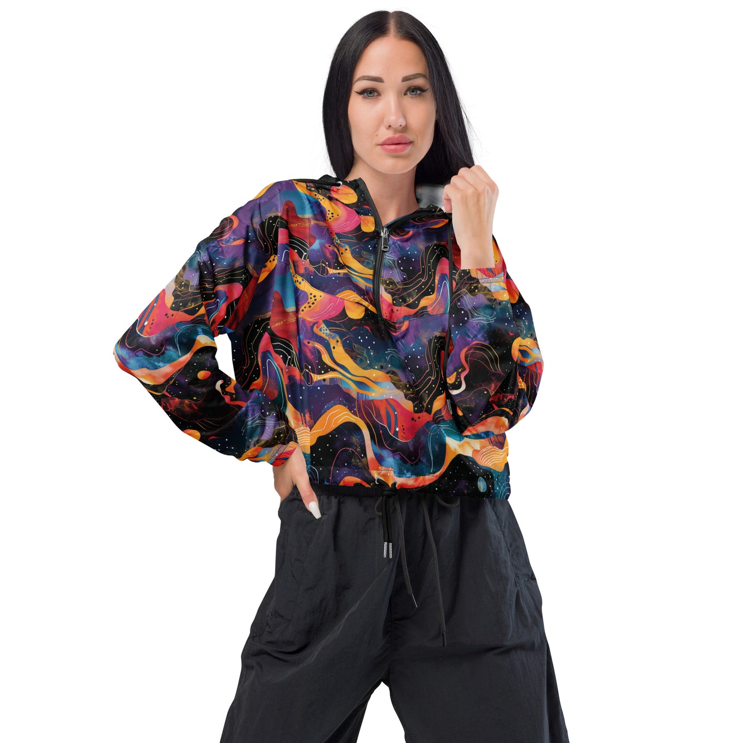 Galactic Waves Women’s Cropped Windbreaker