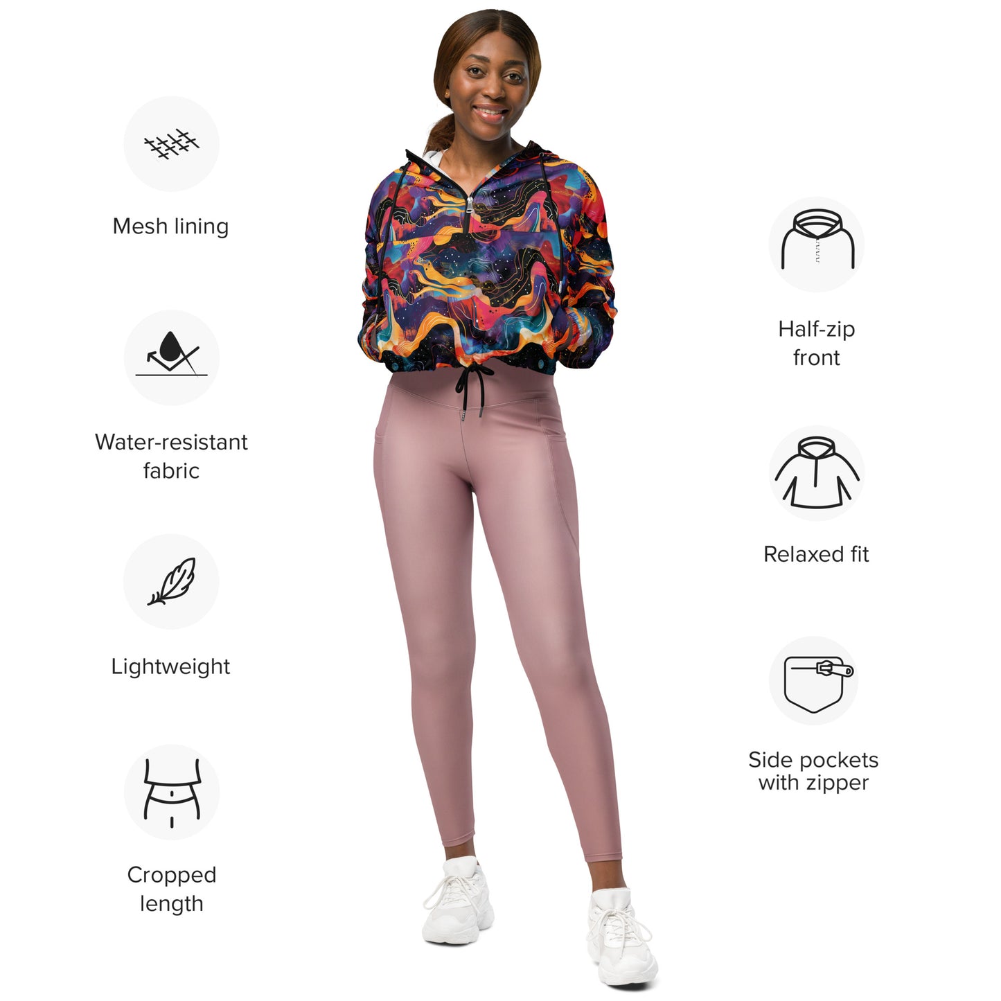 Galactic Waves Women’s Cropped Windbreaker