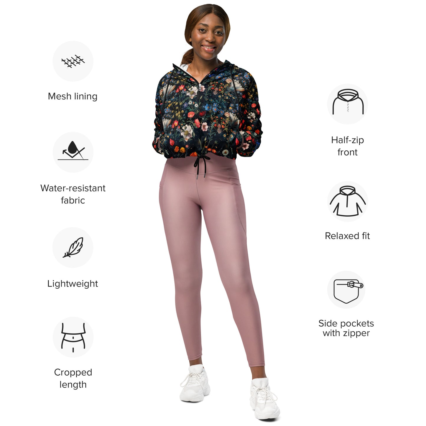 Astral Bloomscape Women’s Cropped Windbreaker
