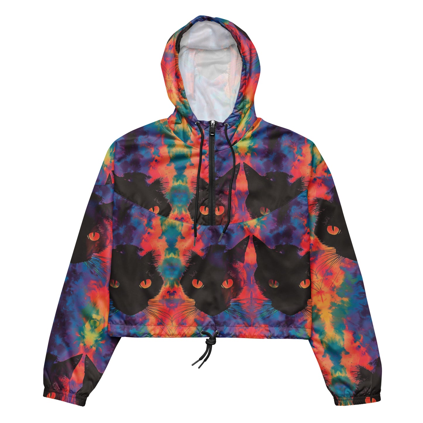 Rave Cat Tie Dye Women’s Cropped Windbreaker