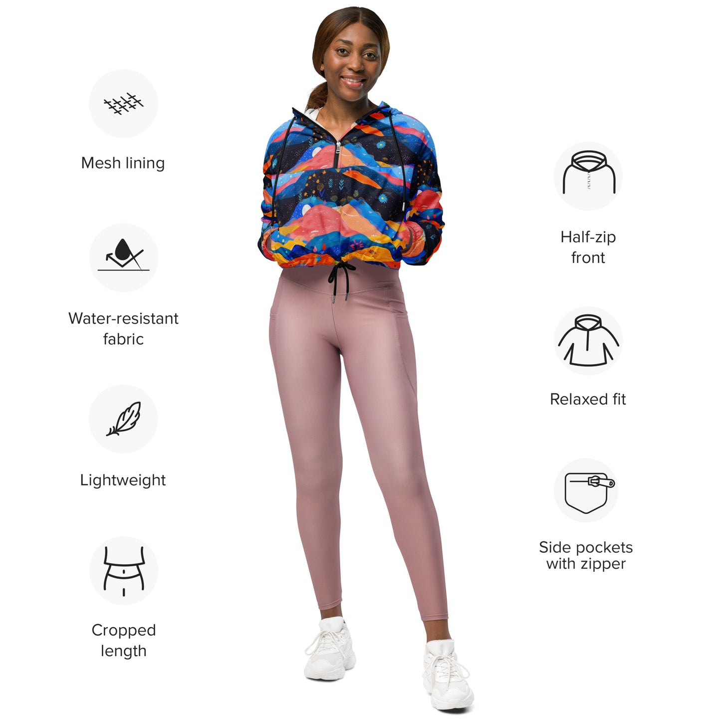 Starlit Panorama Women’s Cropped Windbreaker