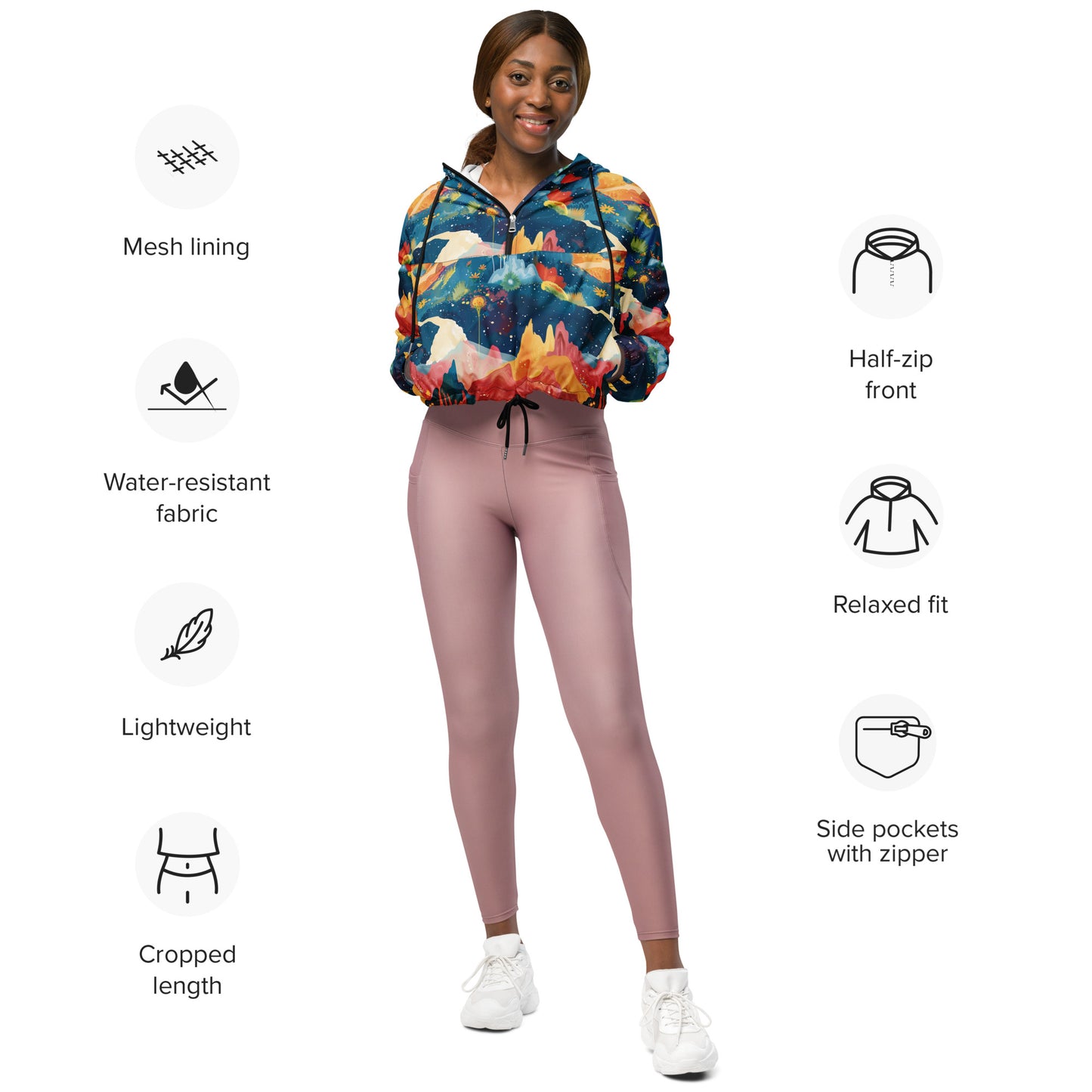 Autumn Whispers Women’s Cropped Windbreaker