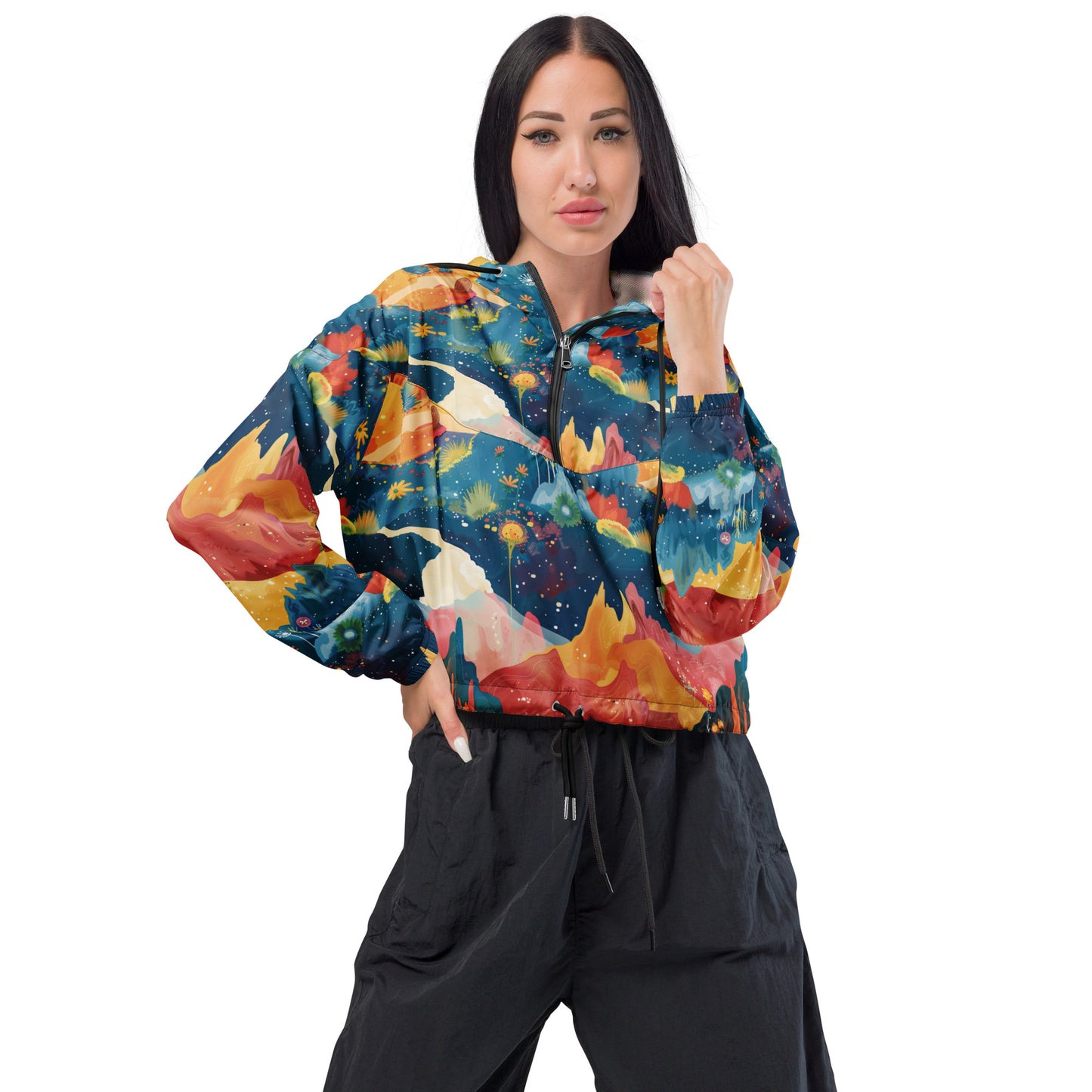 Autumn Whispers Women’s Cropped Windbreaker