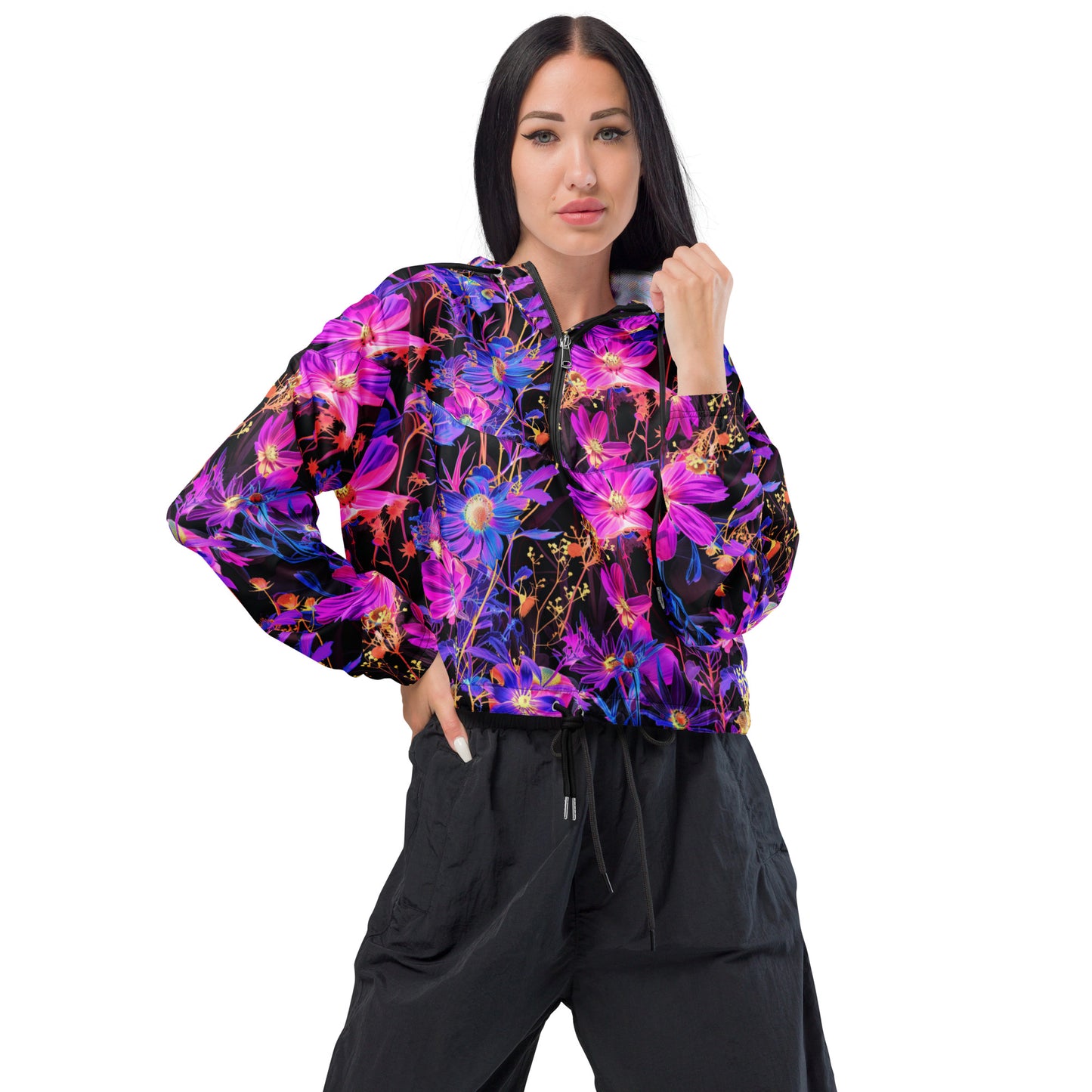 Exotic Floral Women’s Cropped Windbreaker