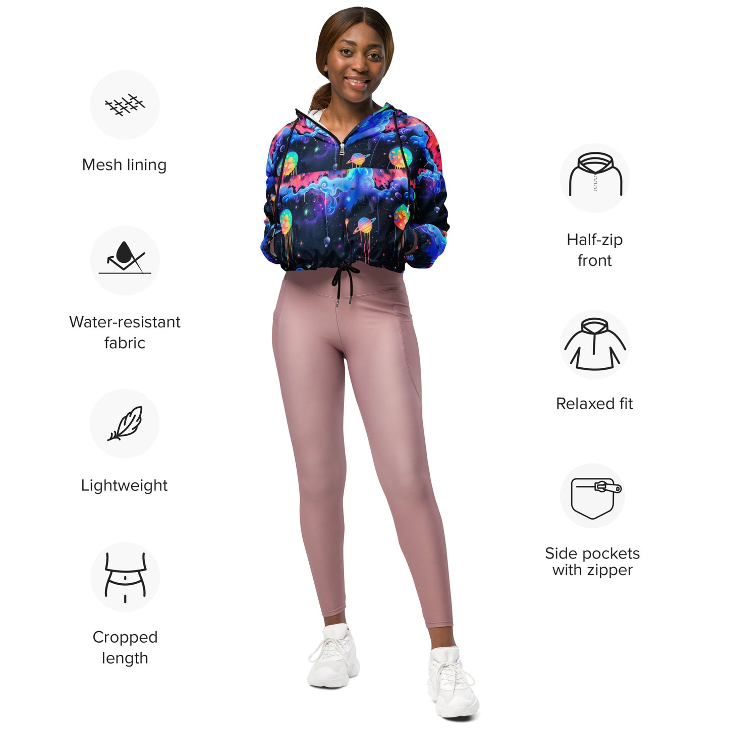 Glowing Galaxy Women’s Cropped Windbreaker