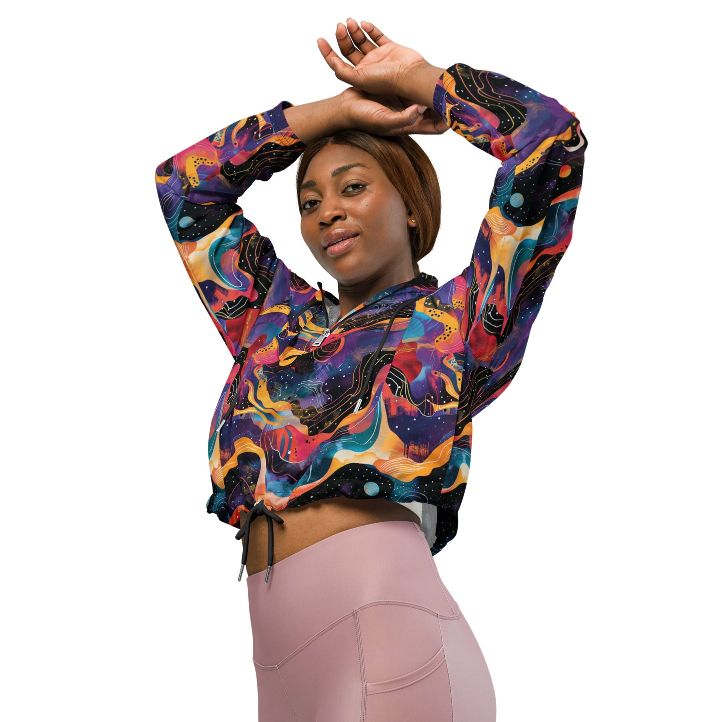 Galactic Waves Women’s Cropped Windbreaker