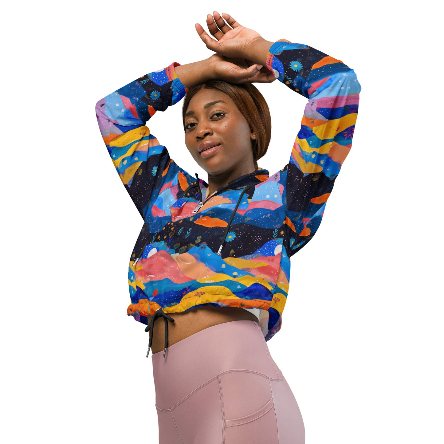 Starlit Panorama Women’s Cropped Windbreaker