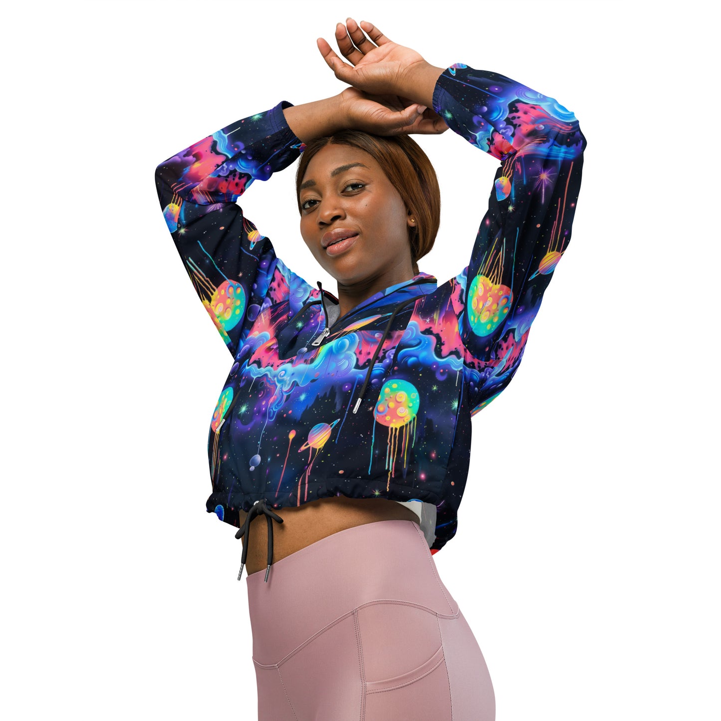 Glowing Galaxy Women’s Cropped Windbreaker