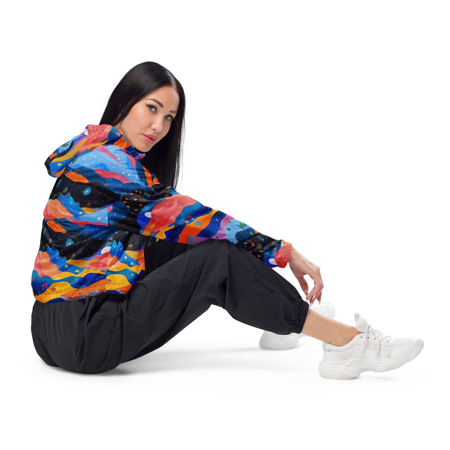 Starlit Panorama Women’s Cropped Windbreaker