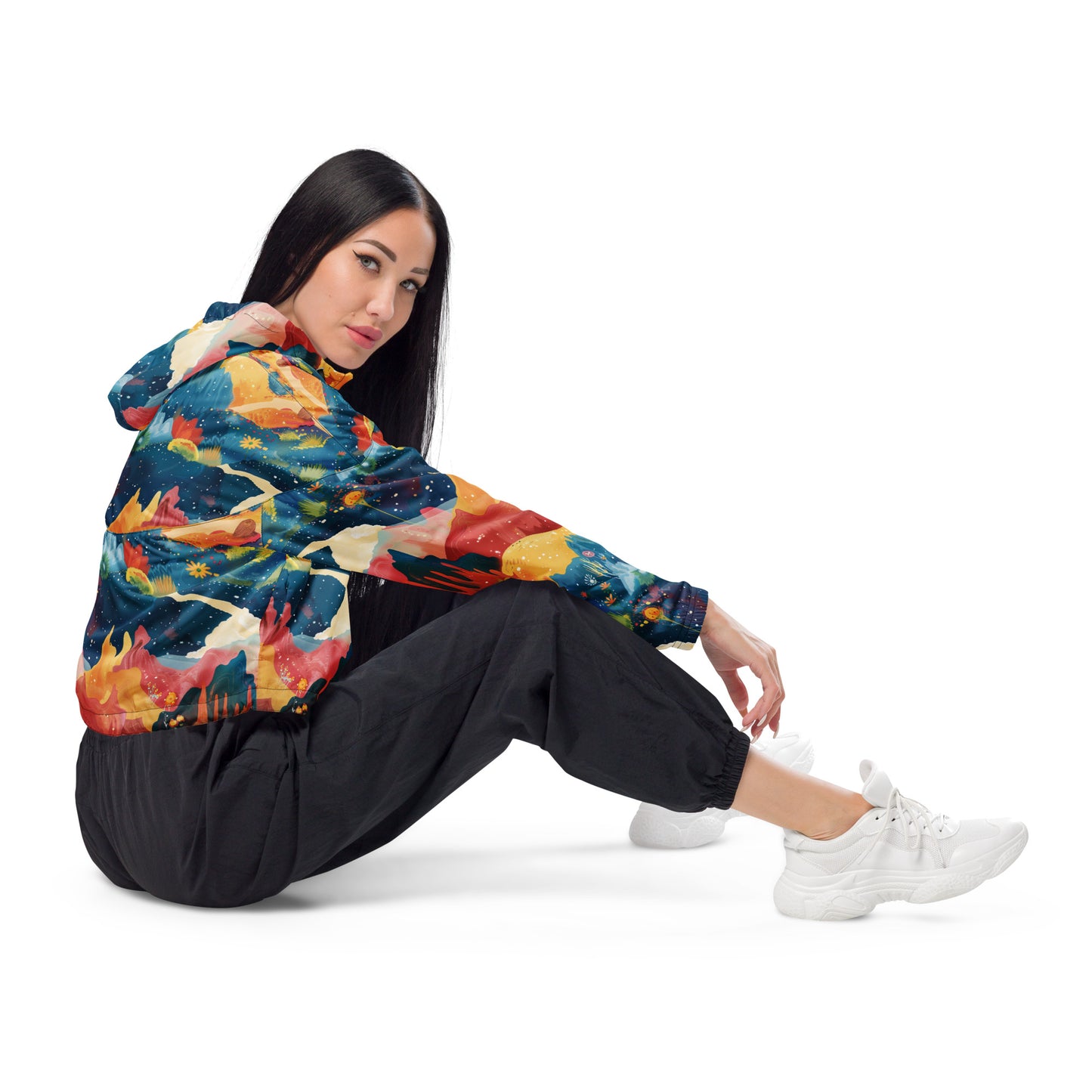 Autumn Whispers Women’s Cropped Windbreaker