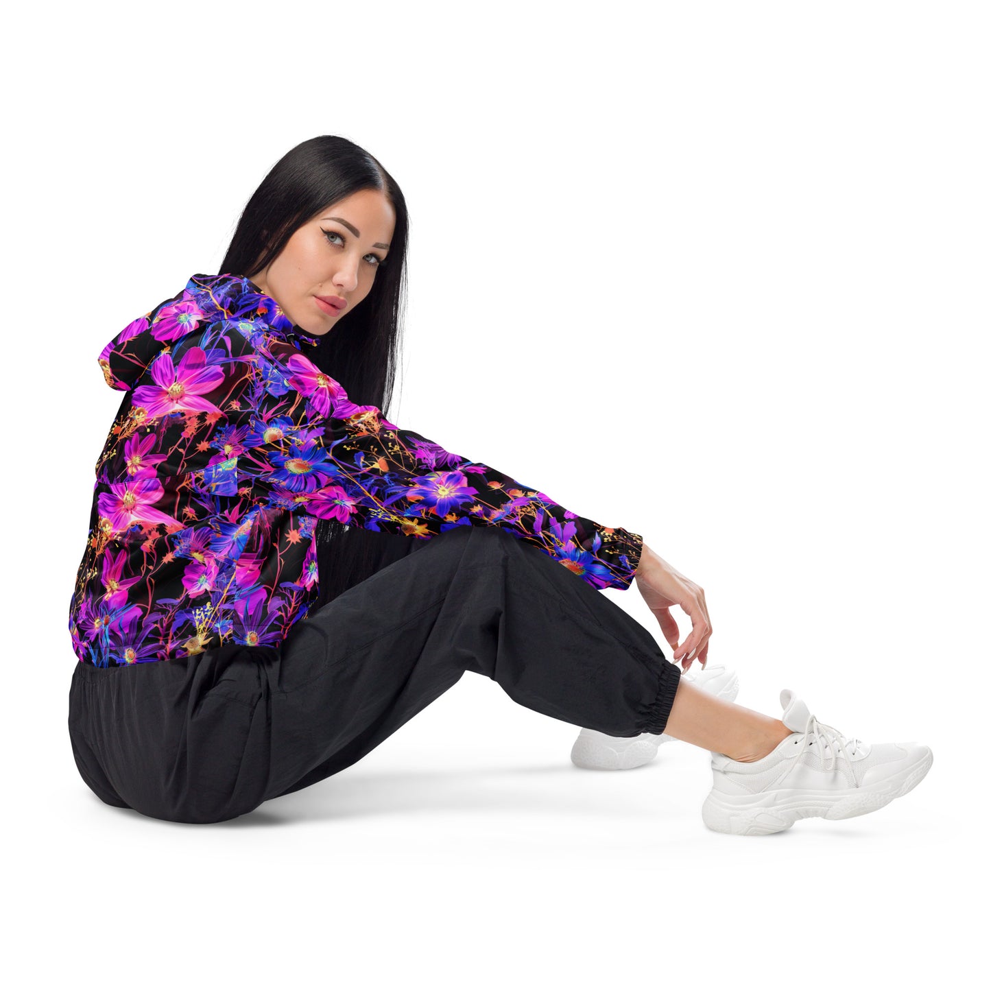 Exotic Floral Women’s Cropped Windbreaker
