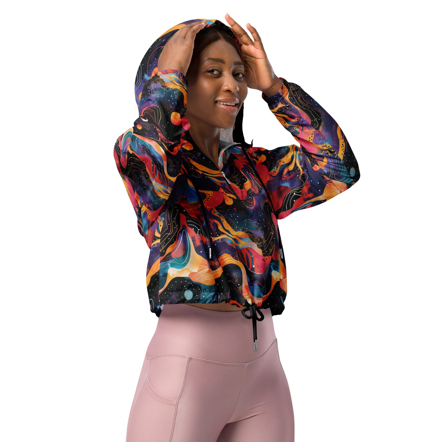 Galactic Waves Women’s Cropped Windbreaker