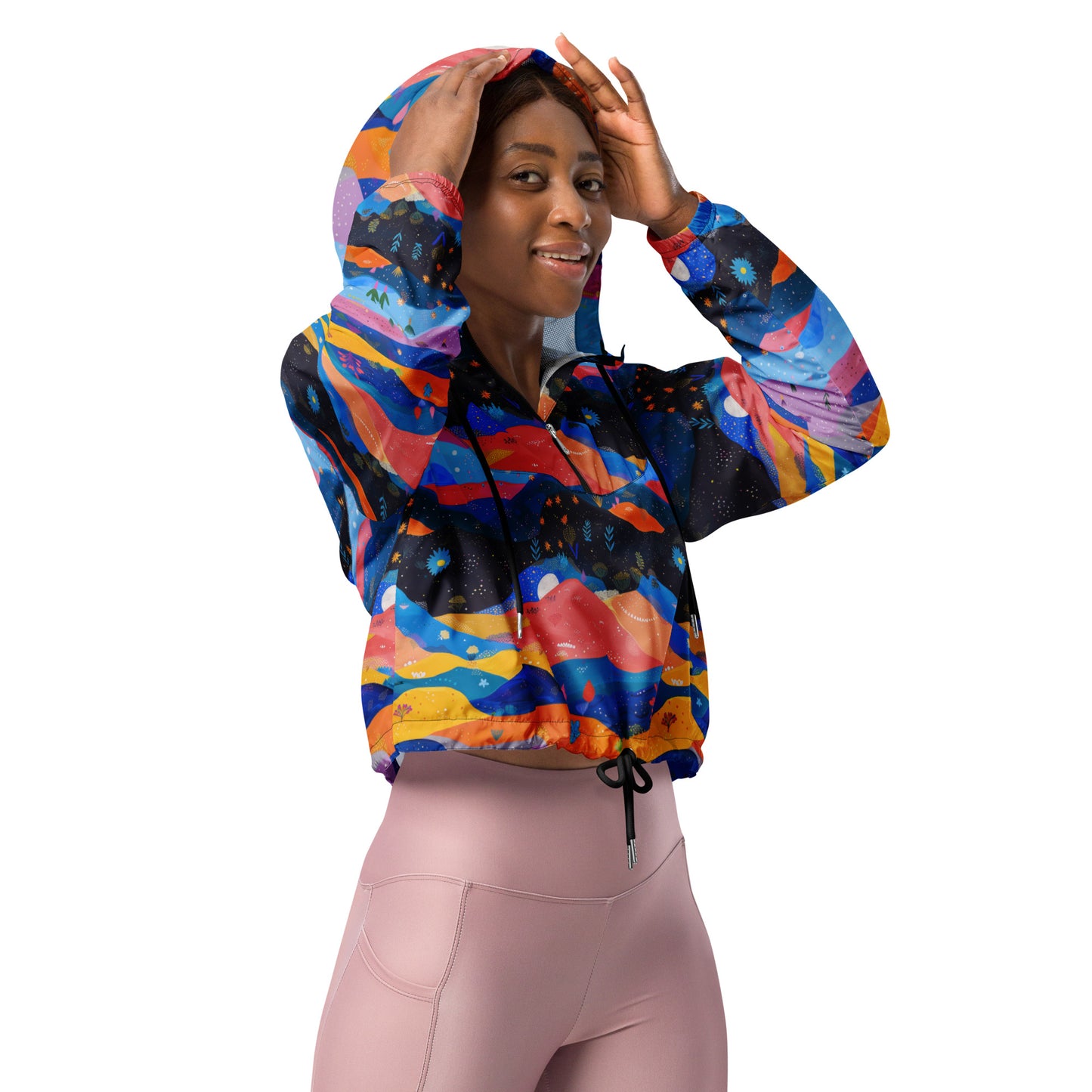 Starlit Panorama Women’s Cropped Windbreaker