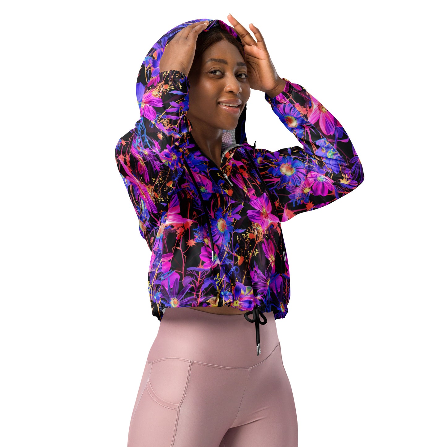 Exotic Floral Women’s Cropped Windbreaker