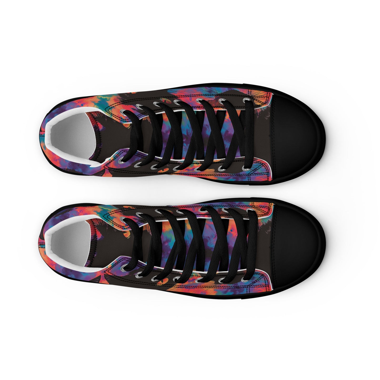 Rave Cat Tie Dye Women’s High Top Canvas Shoes