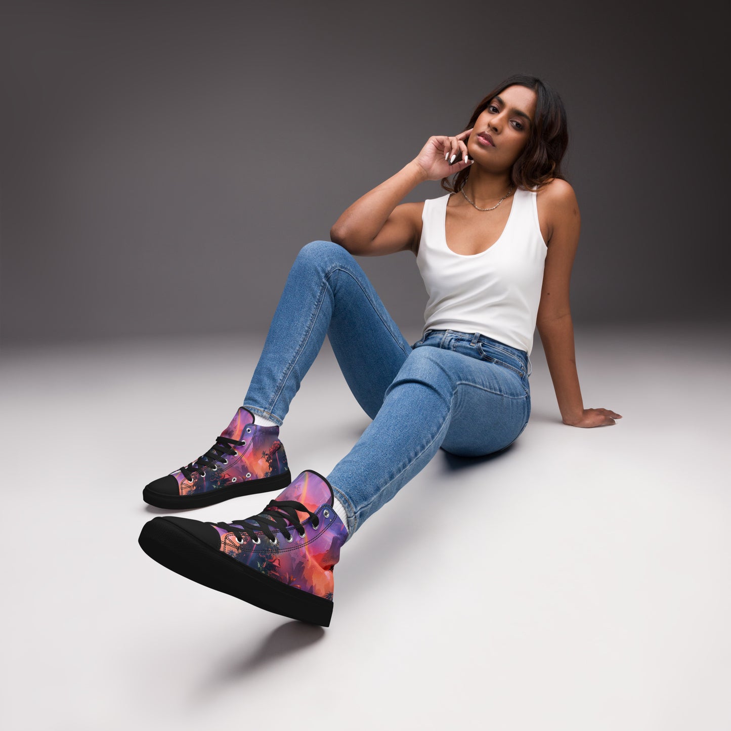 Chasing Waterfalls Women’s High Top Canvas Shoes