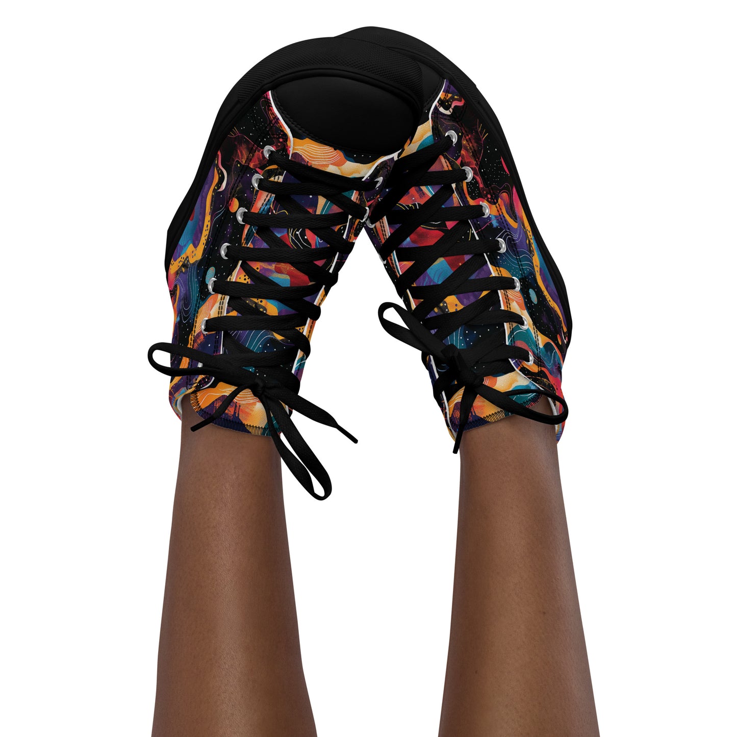 Galactic Waves Women’s High Top Canvas Shoes